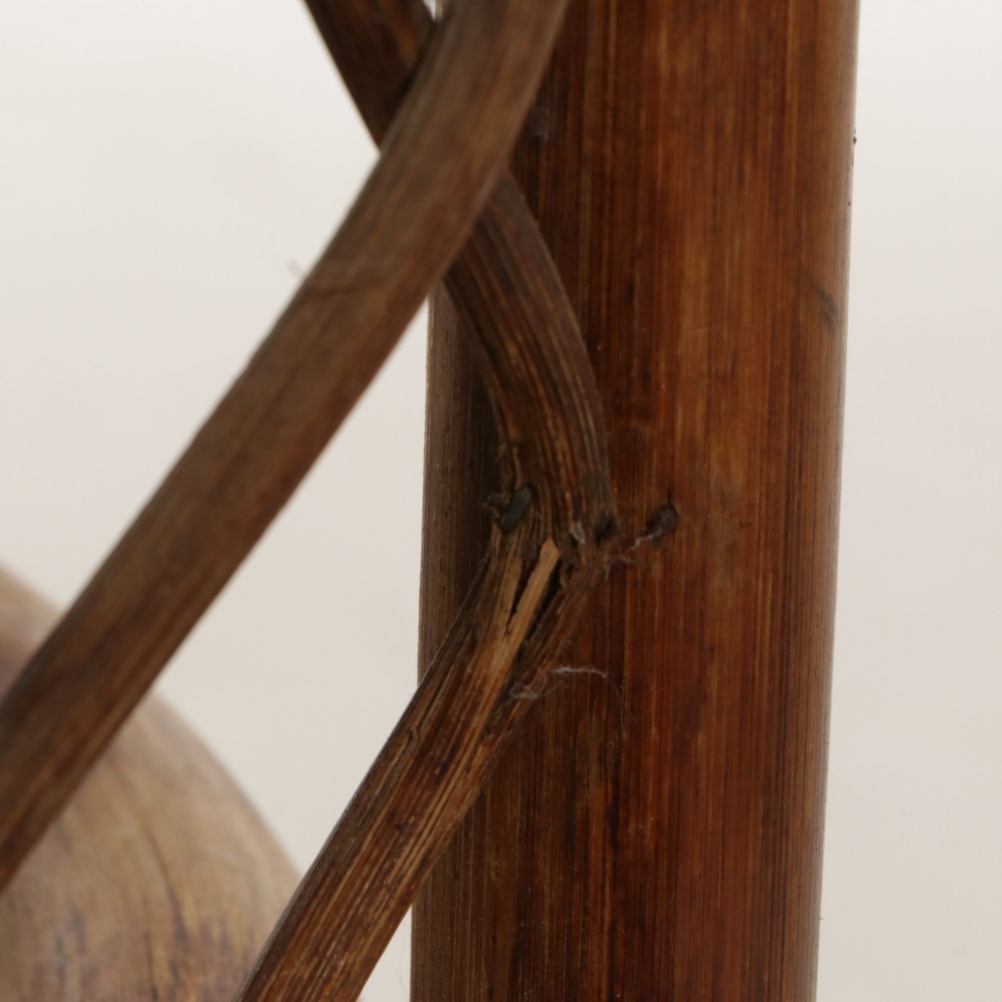 Mid Century Modern Bent Rattan Glass-Top Bar Cart