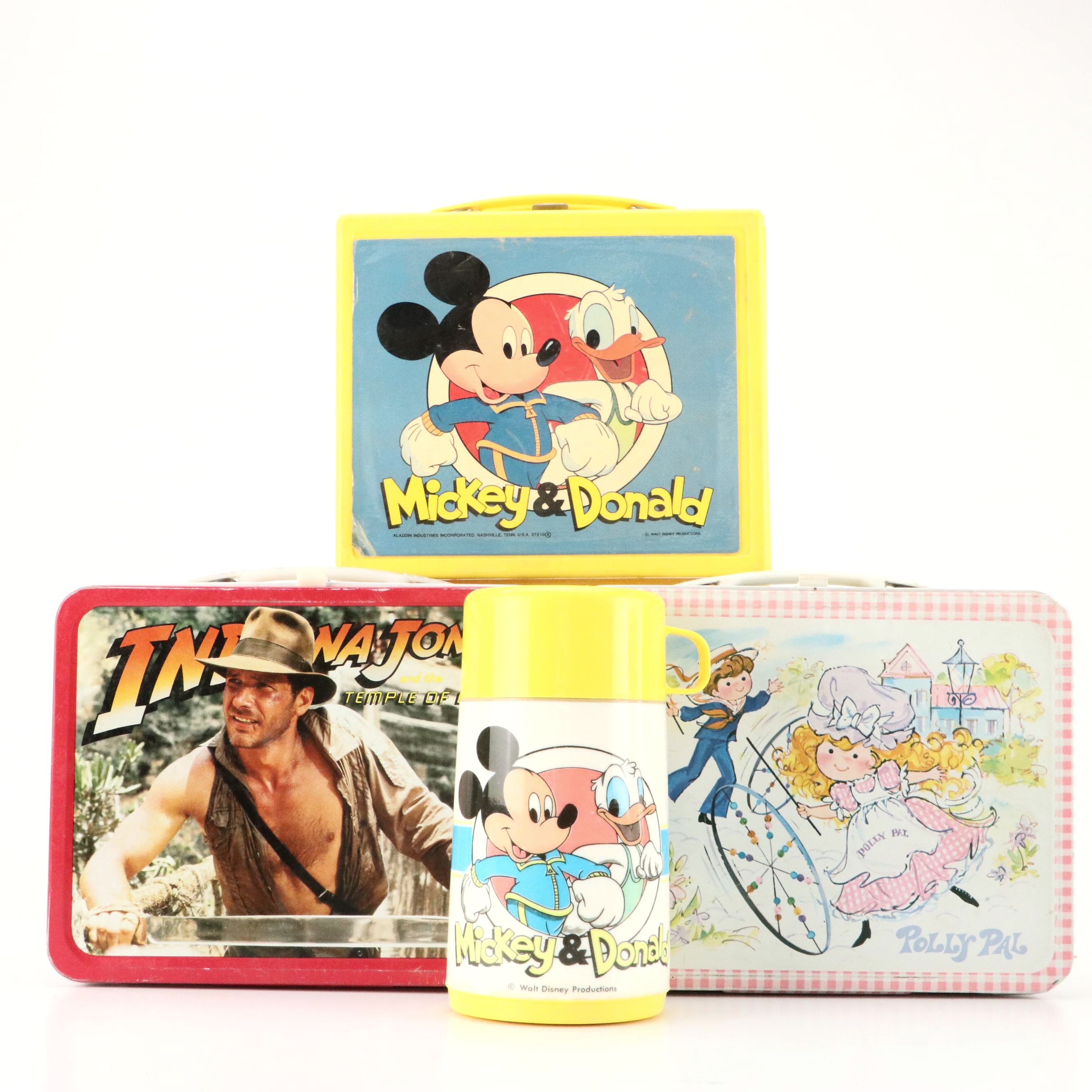 Walt Disney "Mickey and Donald" Lunch Box Set with Other Vintage Lunch Boxes