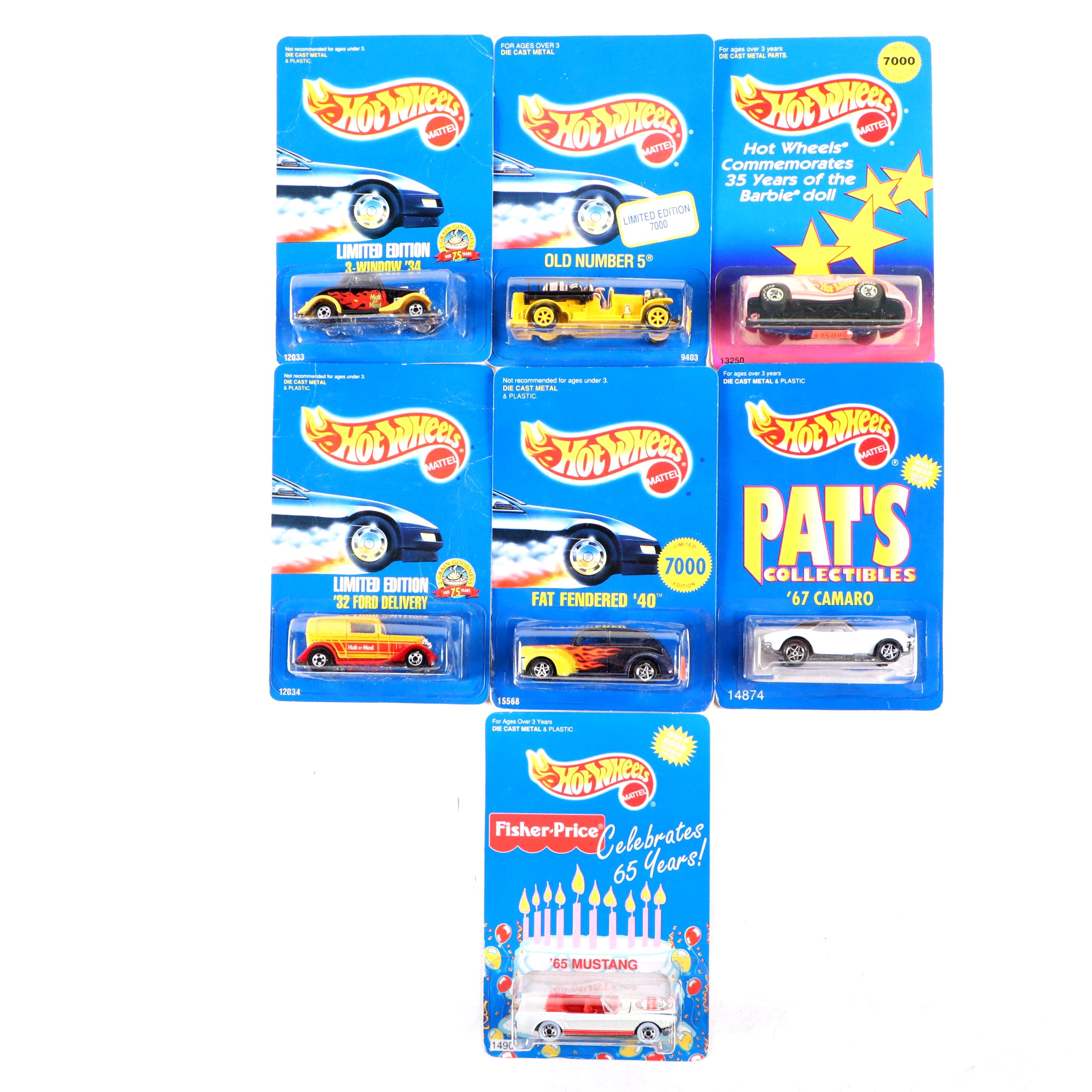 Hot Wheels "Old Number 5," "3-Window '34" and More Blue Back Toy Cars, 1990s