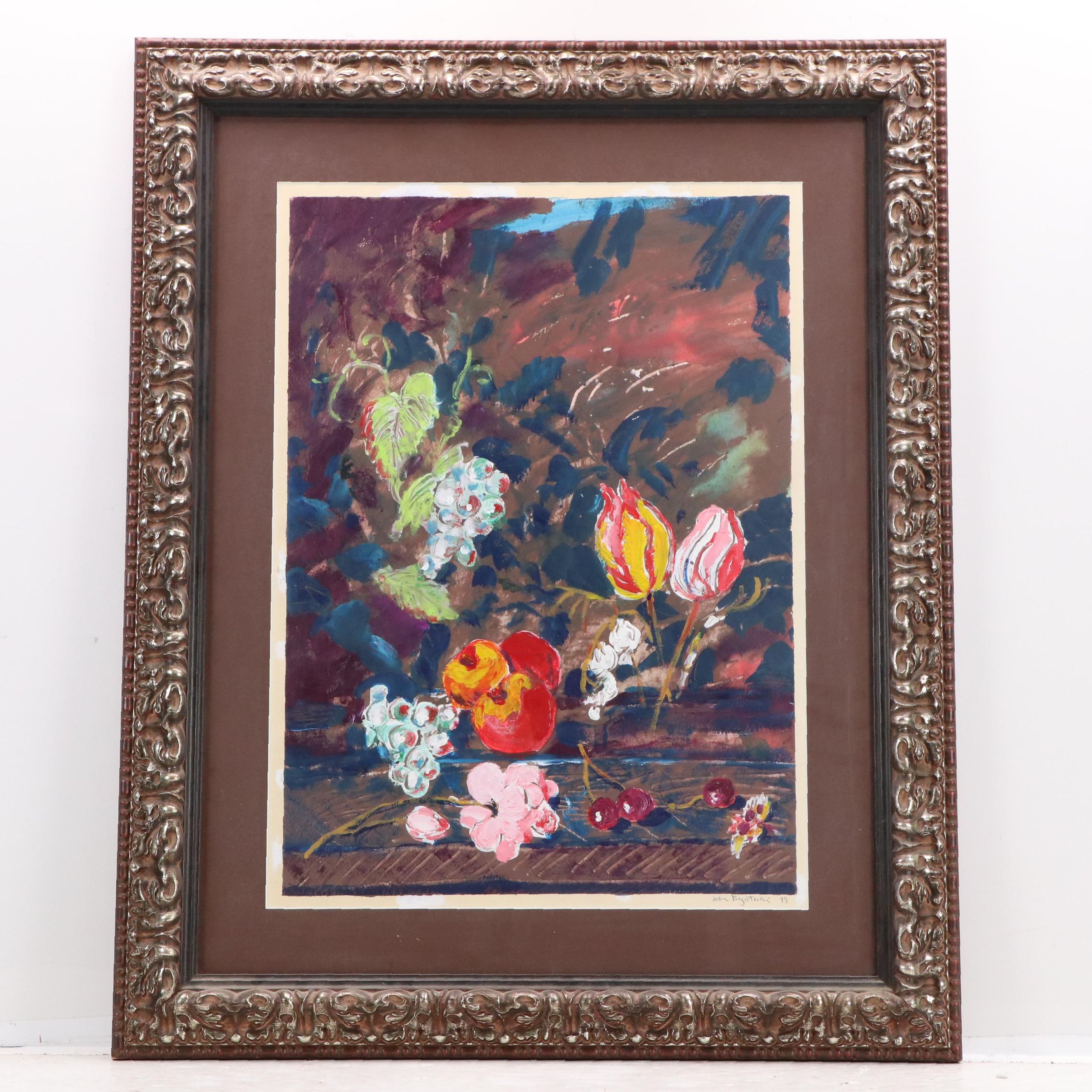 John Brzostoski Expressionist Still Life Acrylic Painting, 1999