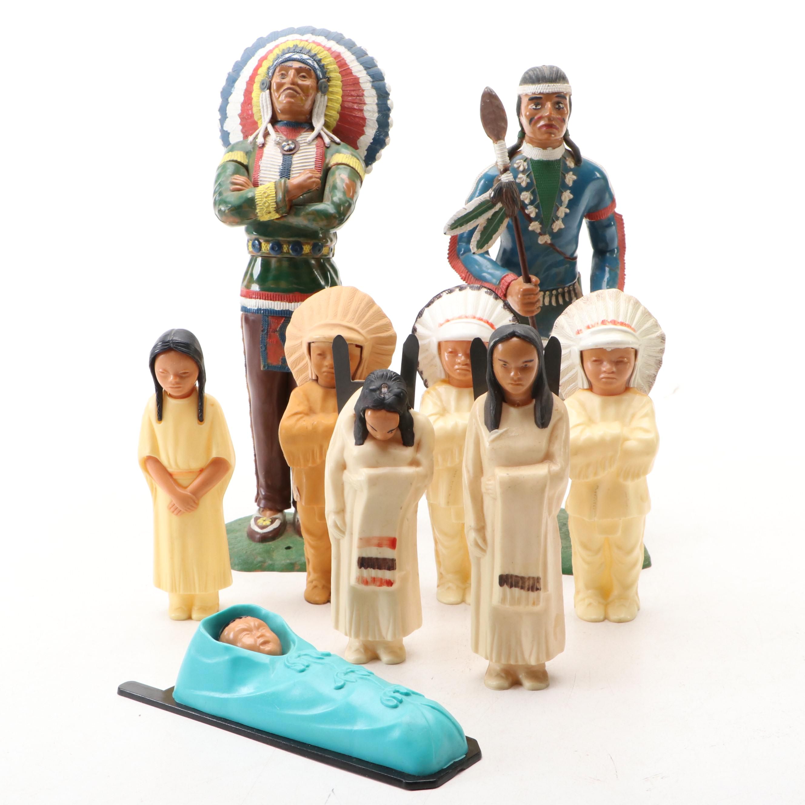 Vintage Plastic Native American Model Figurines
