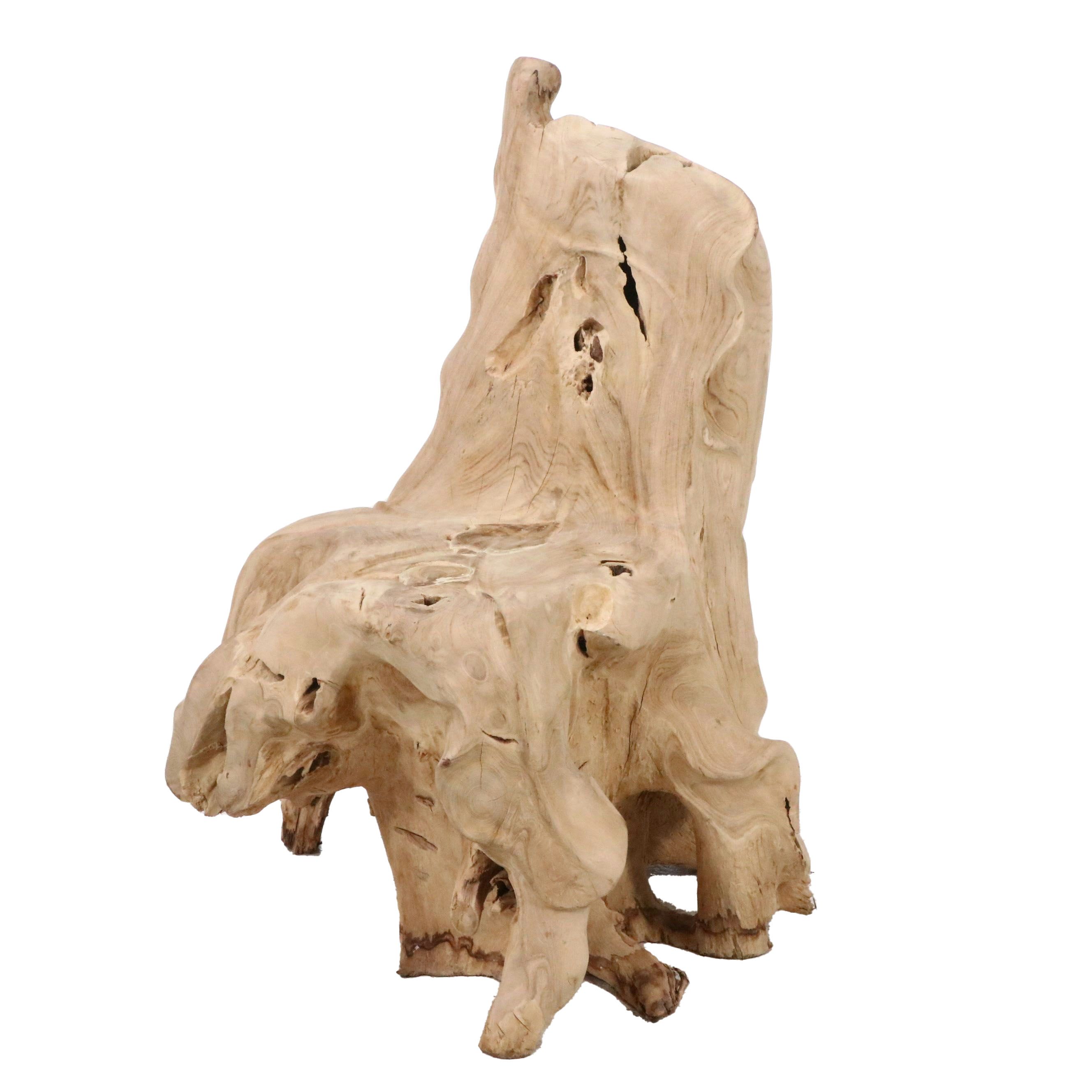 Hand-Carved Teak Wood Root Chair