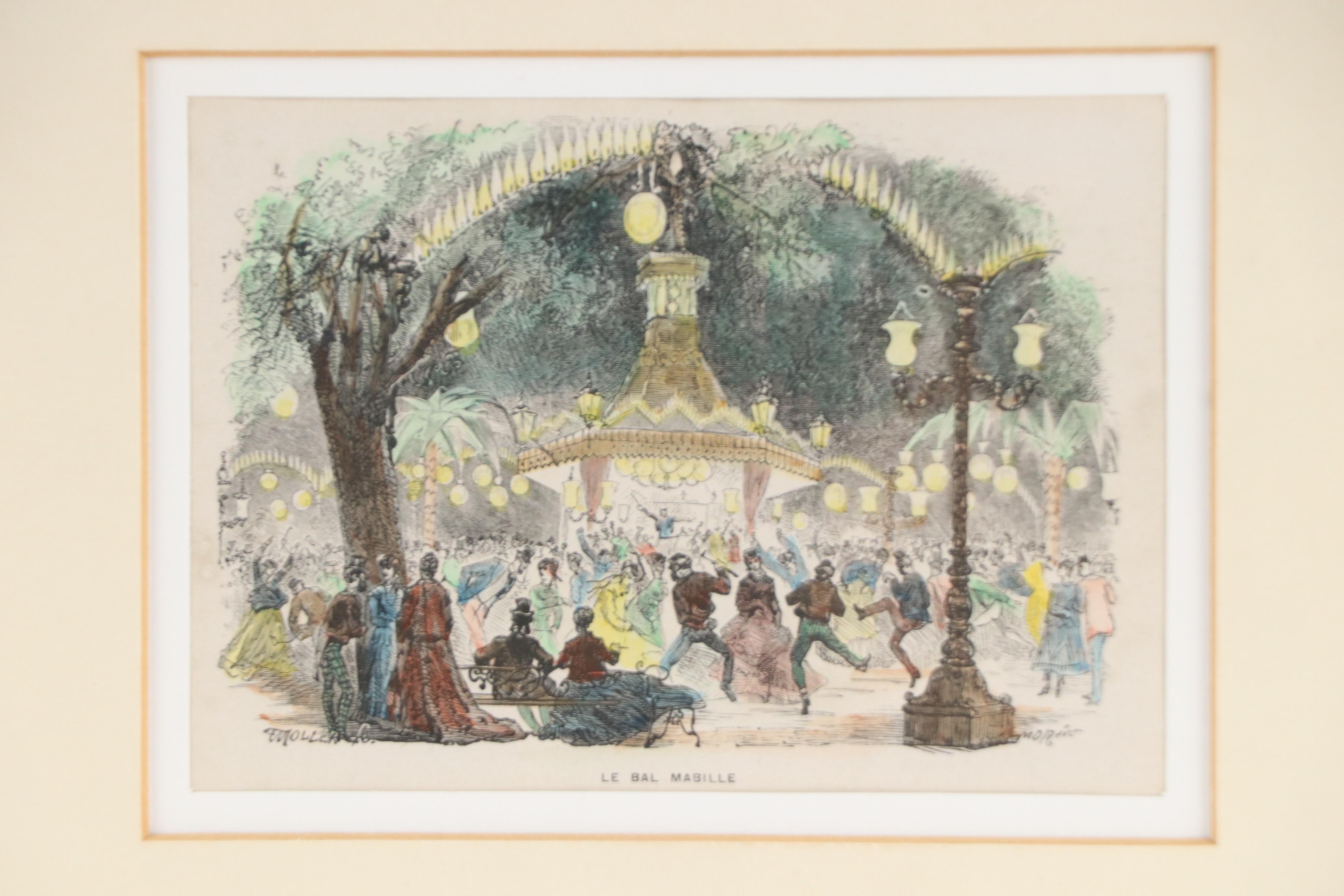Hand-Colored Engraving "Le Bal Mabille" After Edmond Morin, Late 19th Century