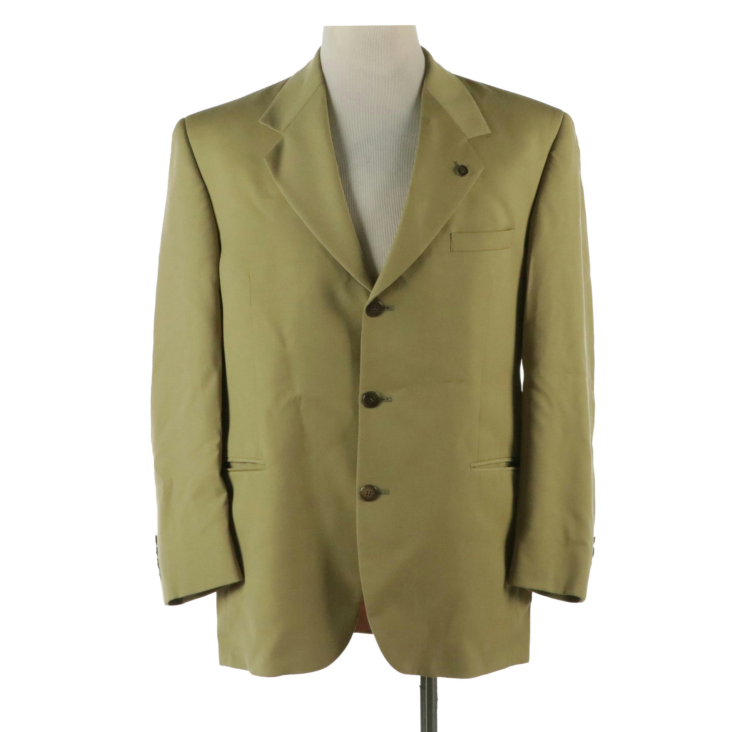 Men's Andrew Fezza Muted Green Worsted Wool Blazer