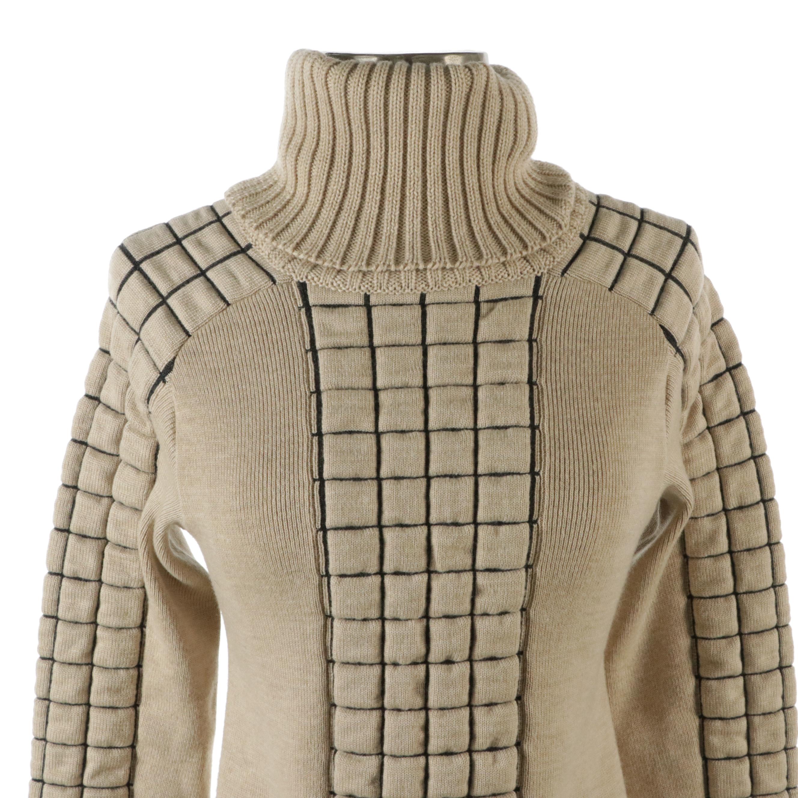 Chanel Chunky Chocolate Bar Knit Wool Turtleneck, 2000s