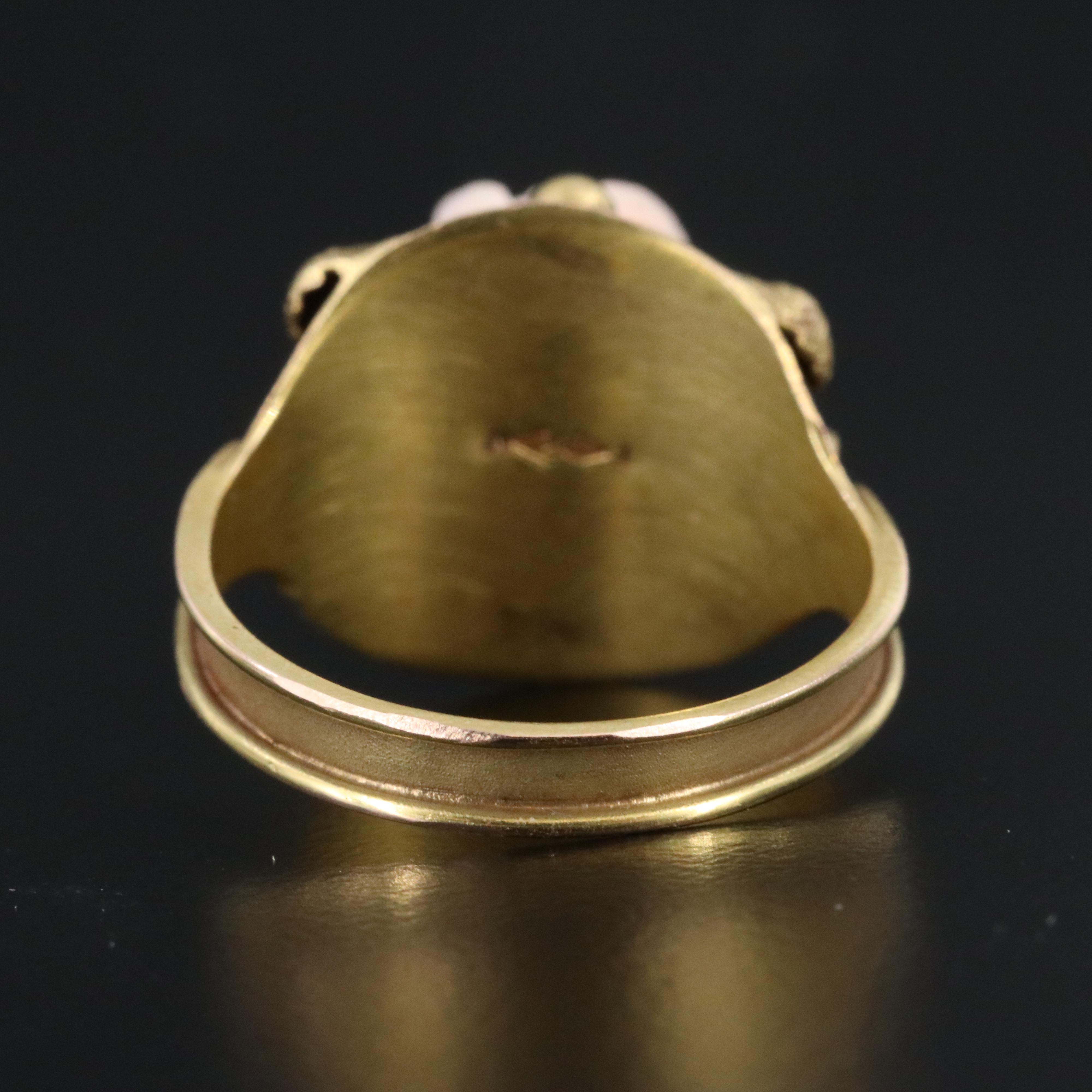 Vintage 10K Carved Rose Coral Ring
