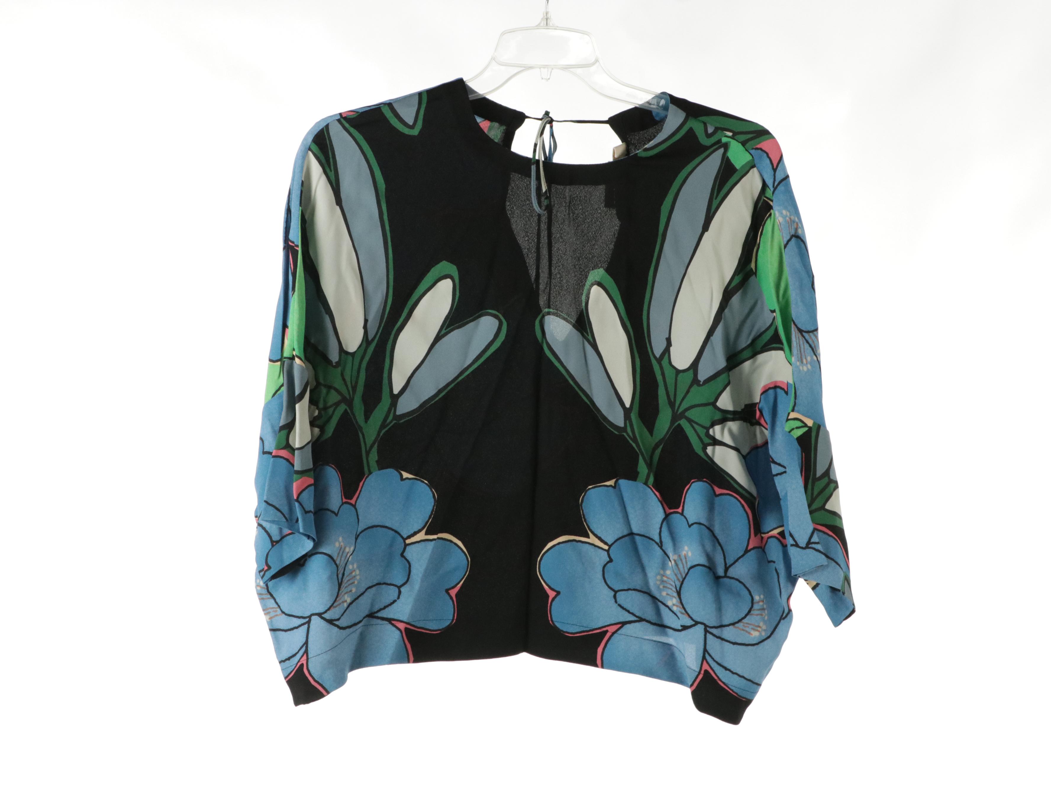 Marni Ruffled and Floral Print Blouses, Patterned Cotton Blend Batwing Sweater