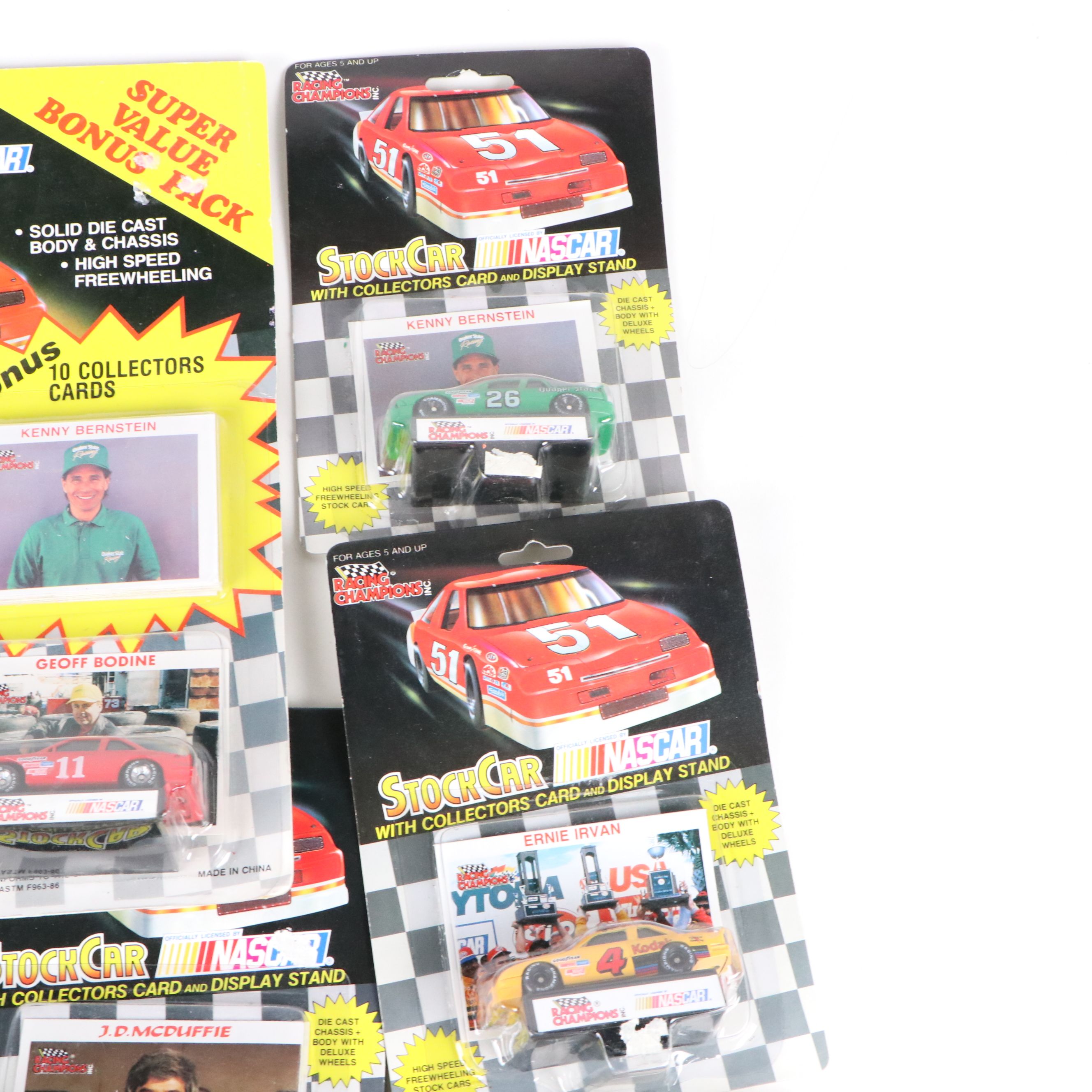 NASCAR "Stock Car" Racing Champions Diecast Race Cars with Collectors Cards