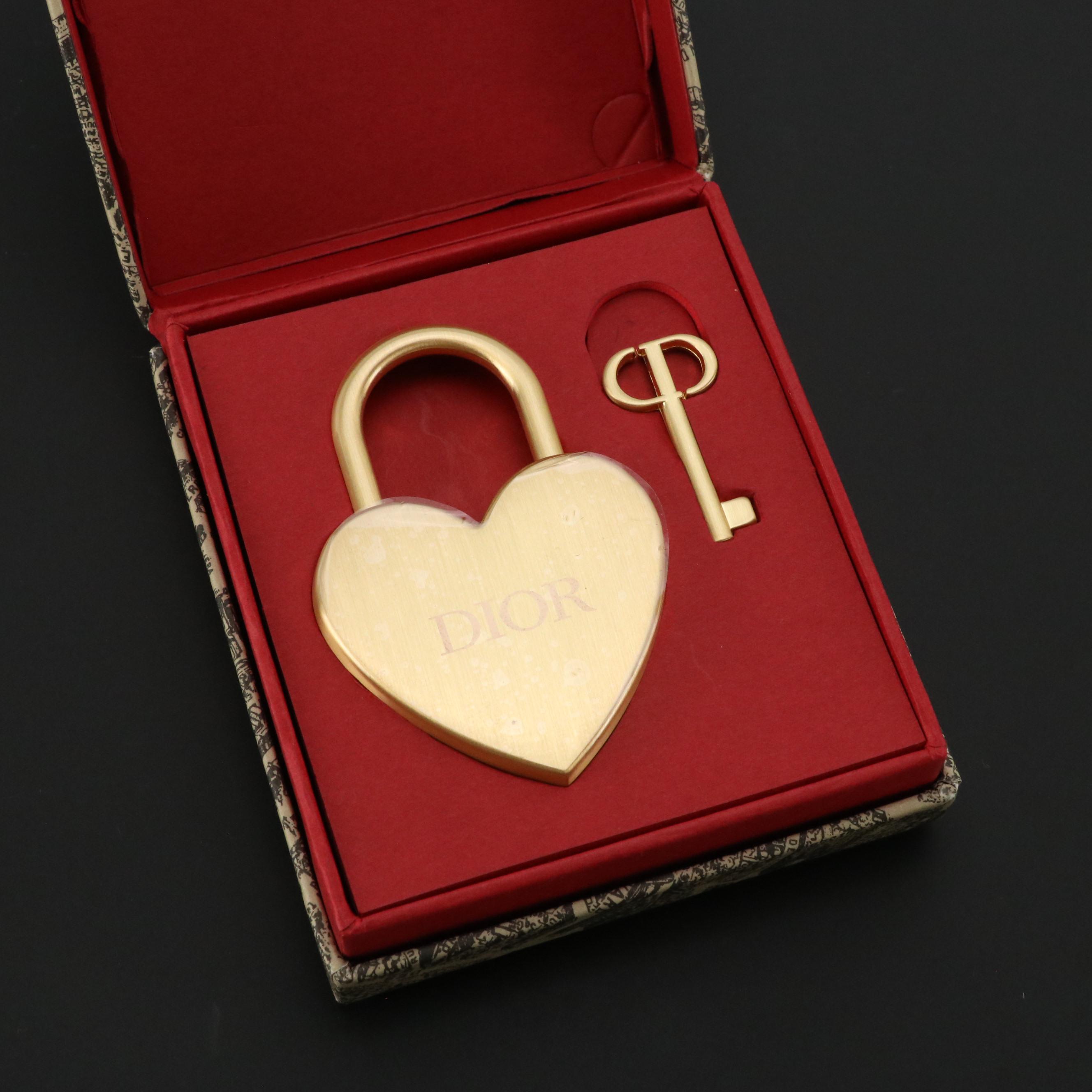 Christian Dior Limited Edition Heart Padlock and Key with Gift Box