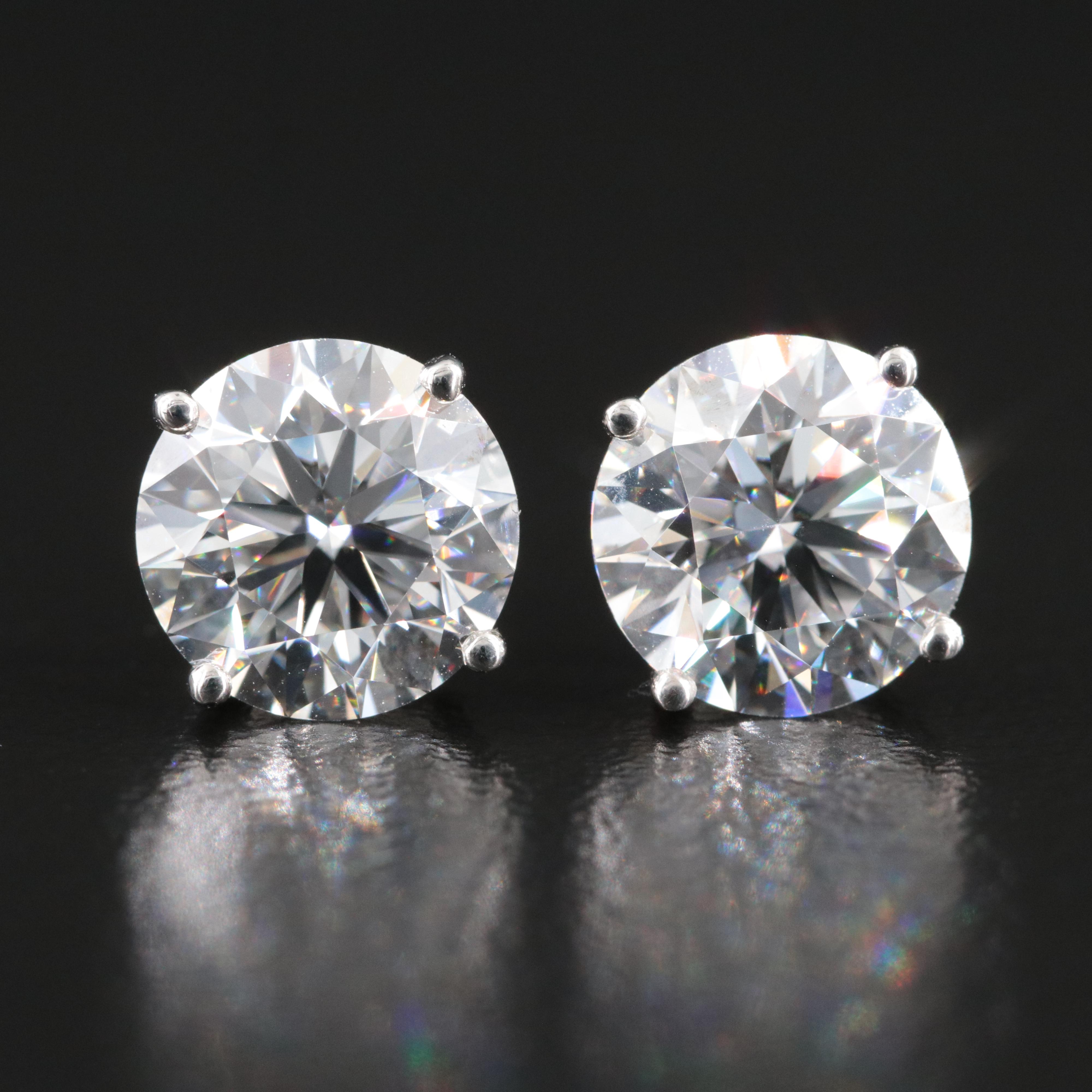 Platinum 4.00 CTW Lab Grown Diamond Solitaire Stud Earrings With IGI Reports