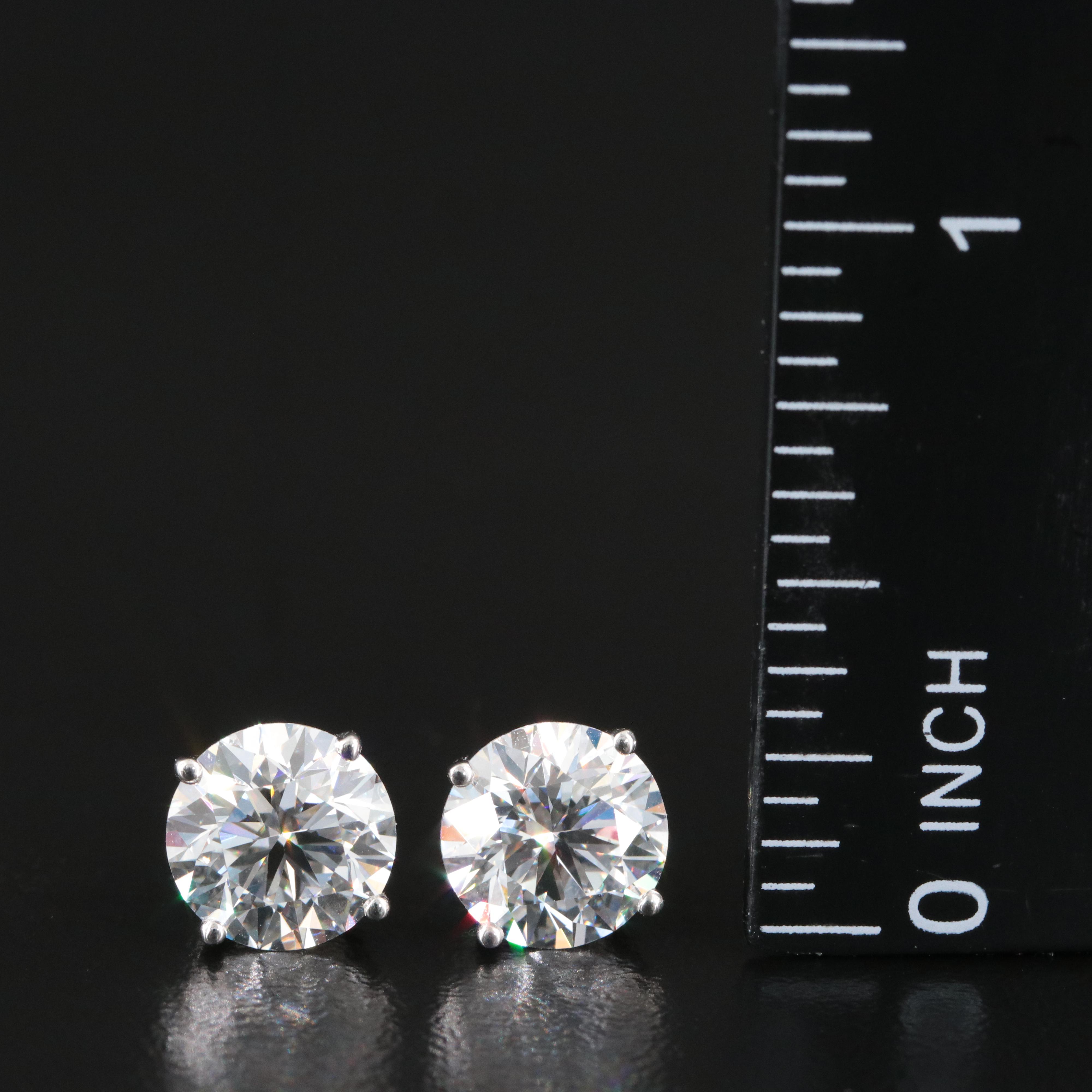 Platinum 4.00 CTW Lab Grown Diamond Solitaire Stud Earrings With IGI Reports