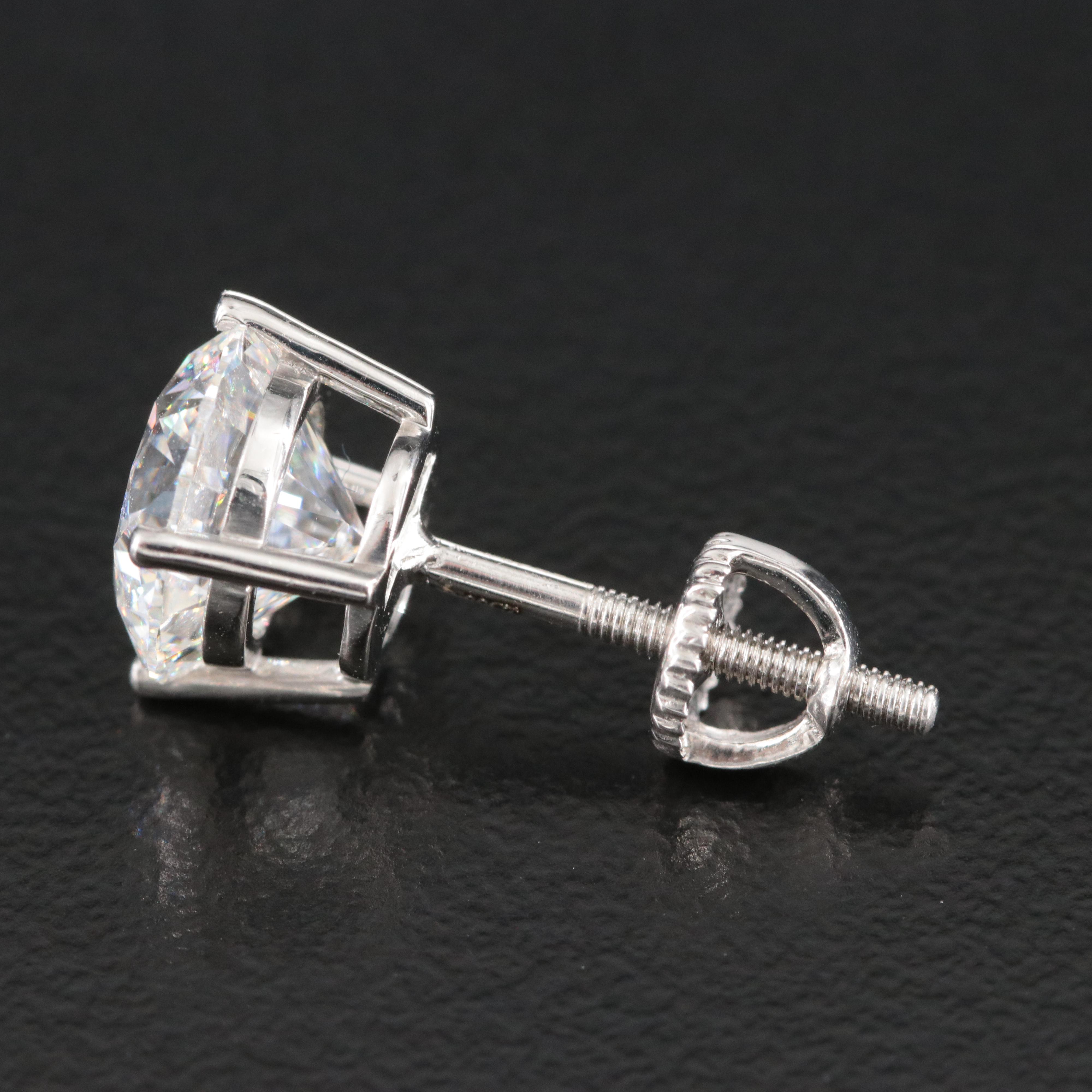 Platinum 4.00 CTW Lab Grown Diamond Solitaire Stud Earrings With IGI Reports