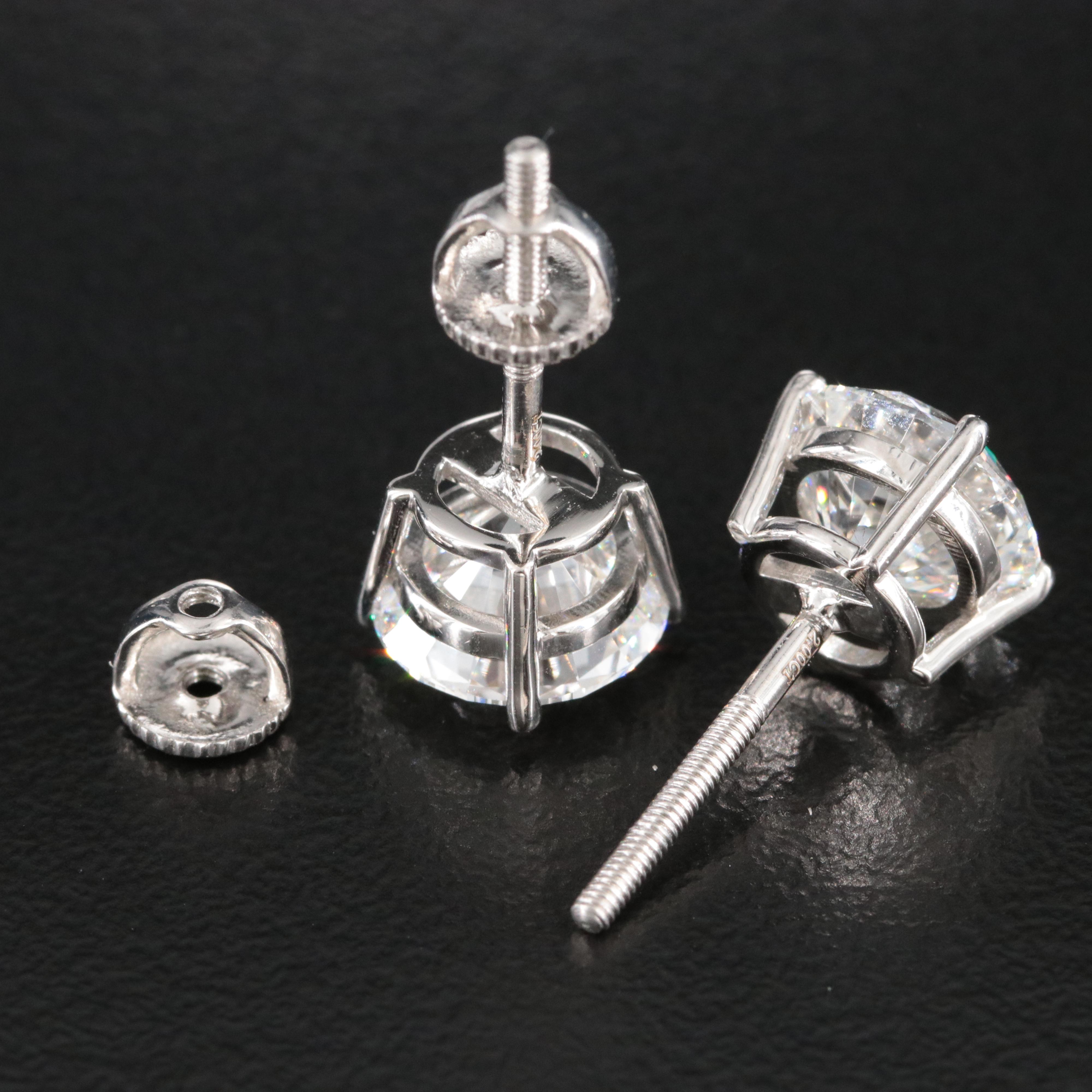 Platinum 4.00 CTW Lab Grown Diamond Solitaire Stud Earrings With IGI Reports