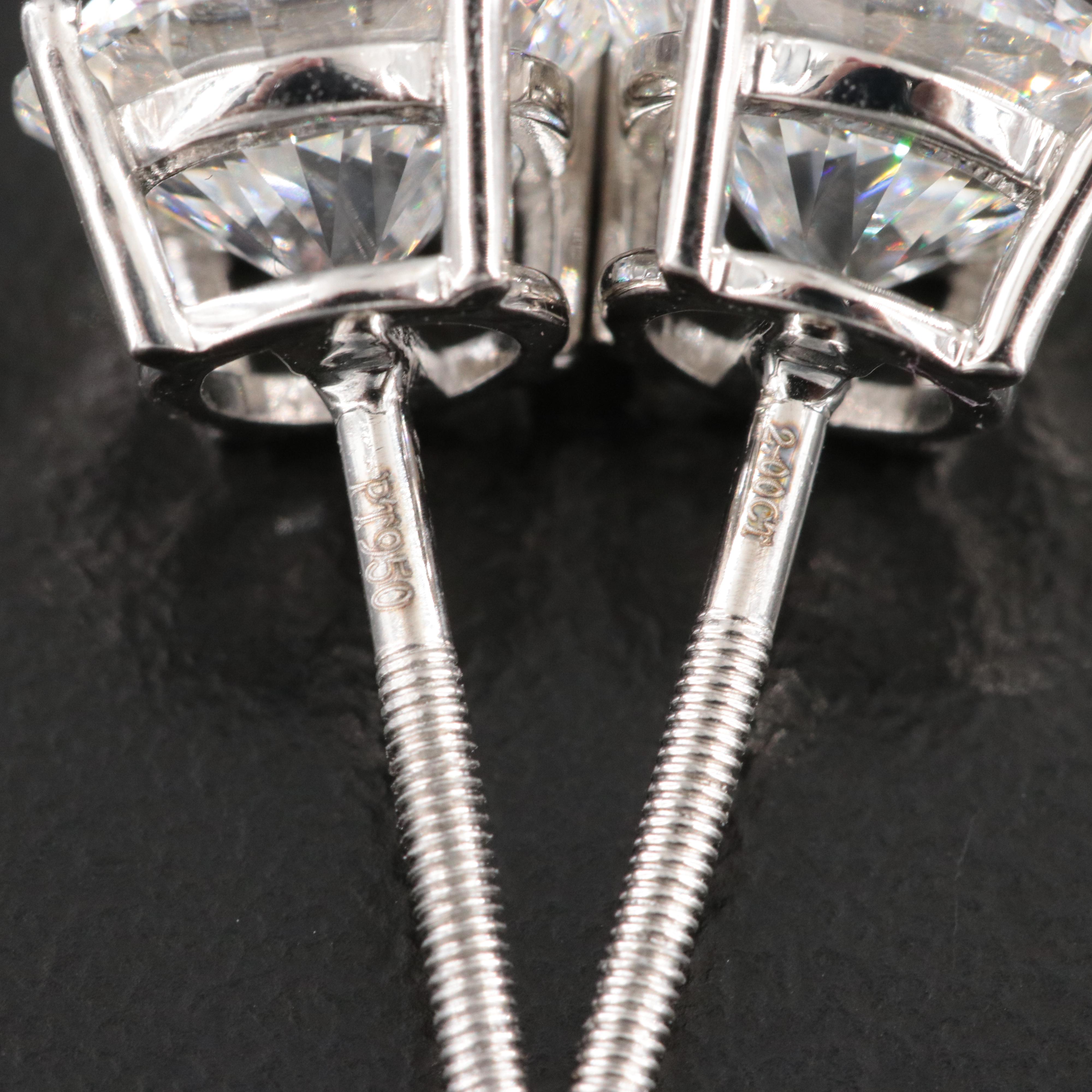 Platinum 4.00 CTW Lab Grown Diamond Solitaire Stud Earrings With IGI Reports