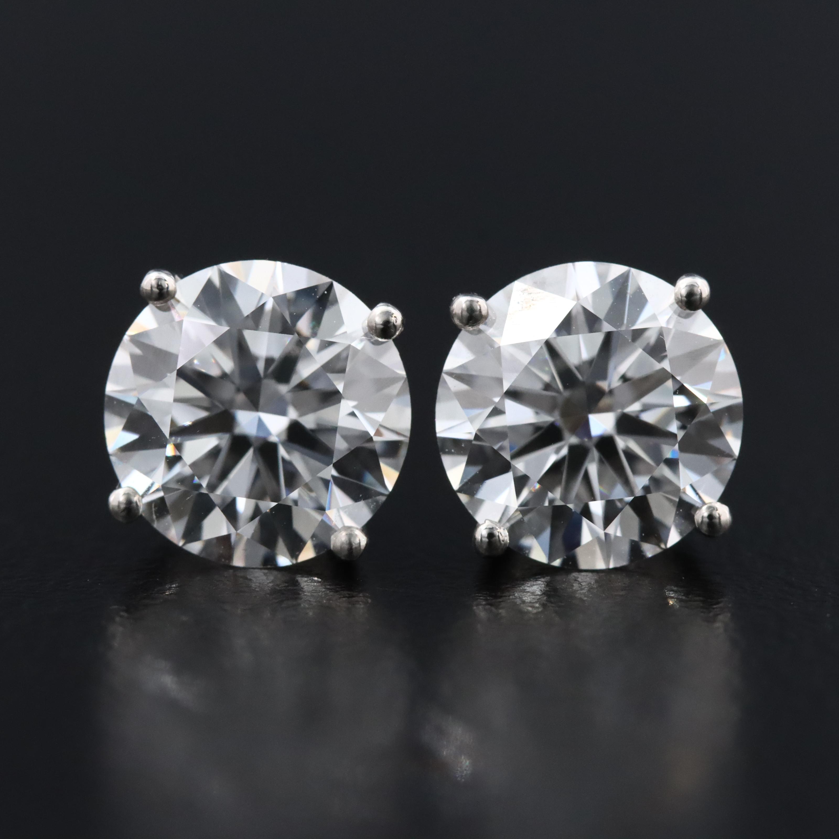 Platinum 4.01 CTW Lab Grown Diamond Stud Earrings with IGI Reports