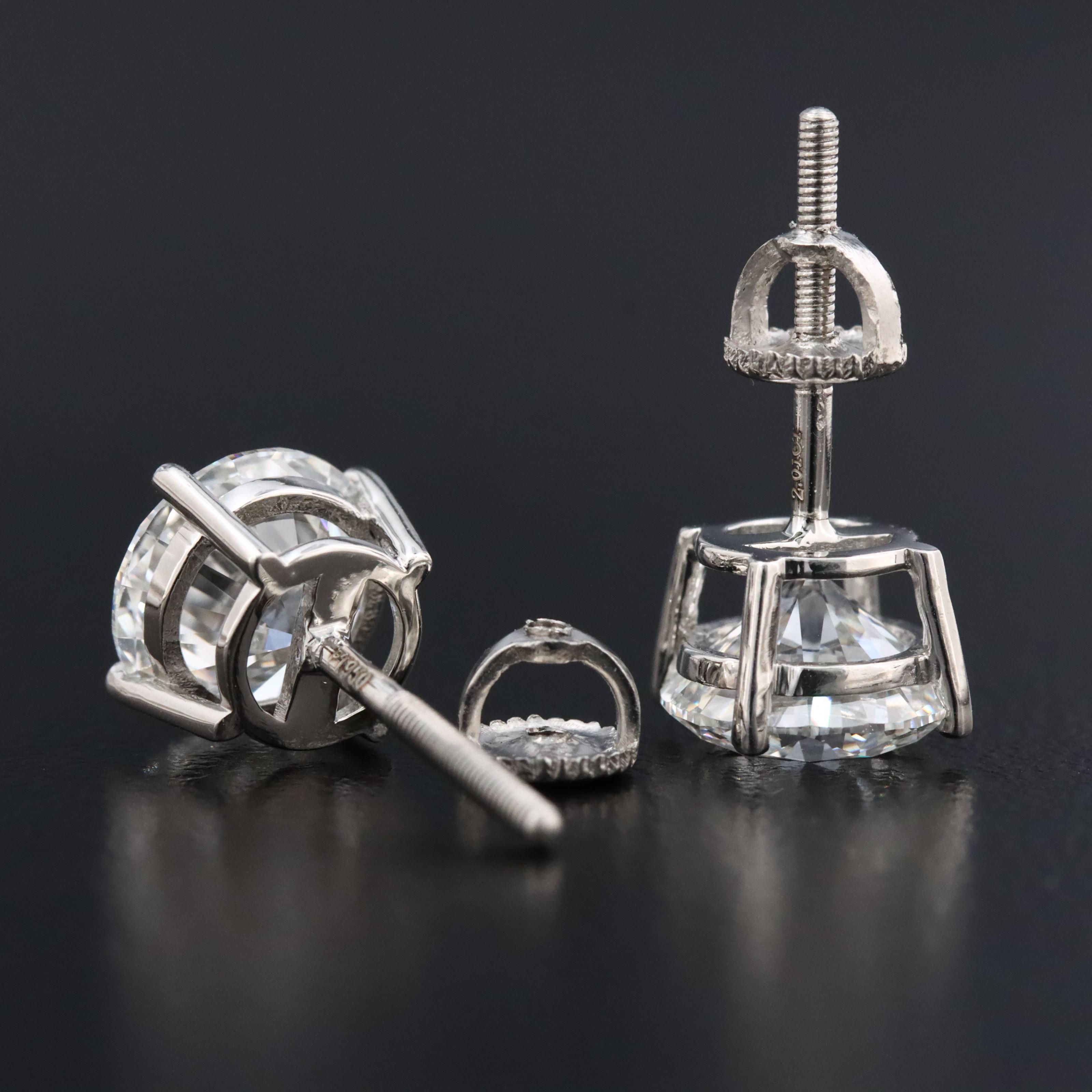 Platinum 4.01 CTW Lab Grown Diamond Stud Earrings with IGI Reports