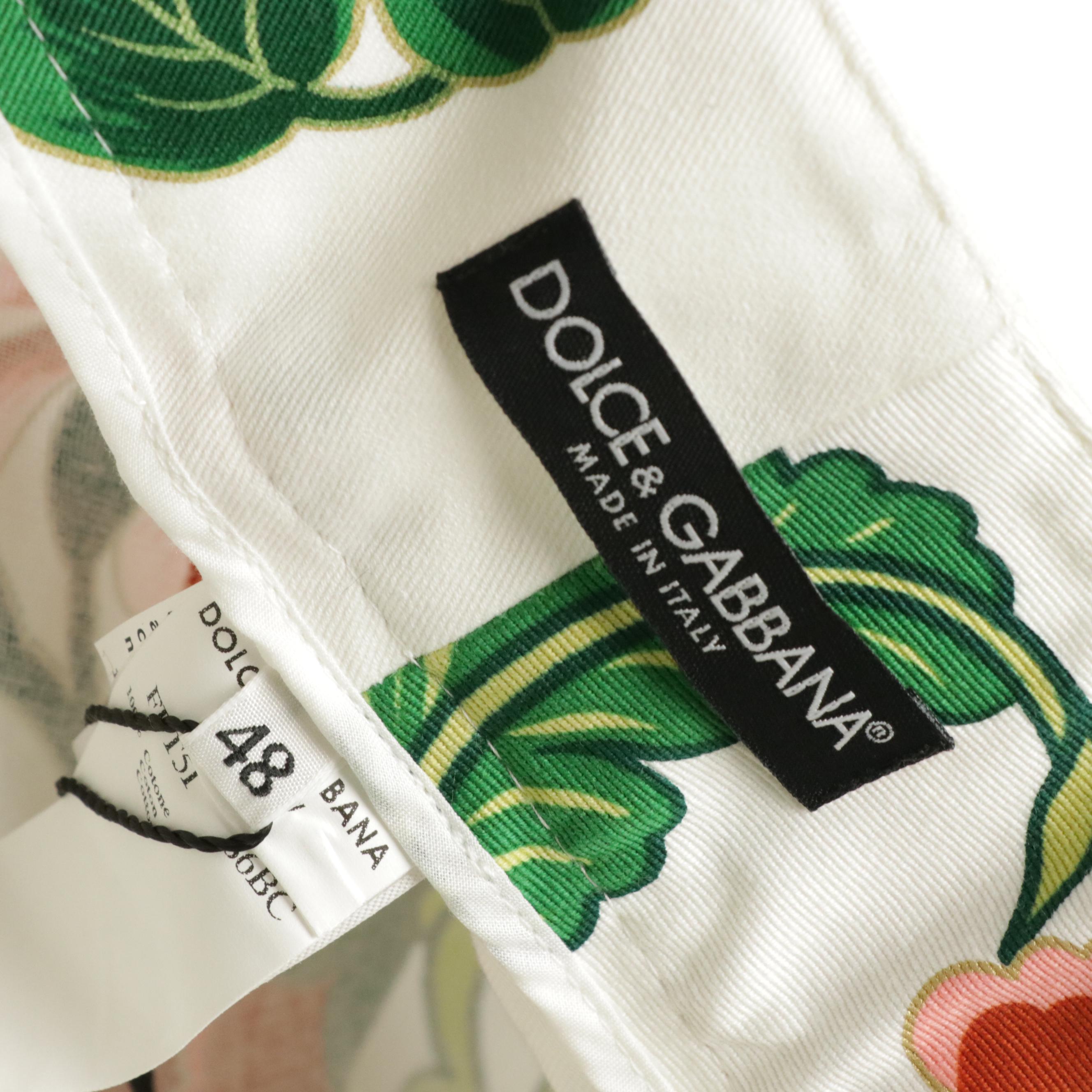 Dolce & Gabbana Floral Printed Cotton Twill Capris Pants, With Tags