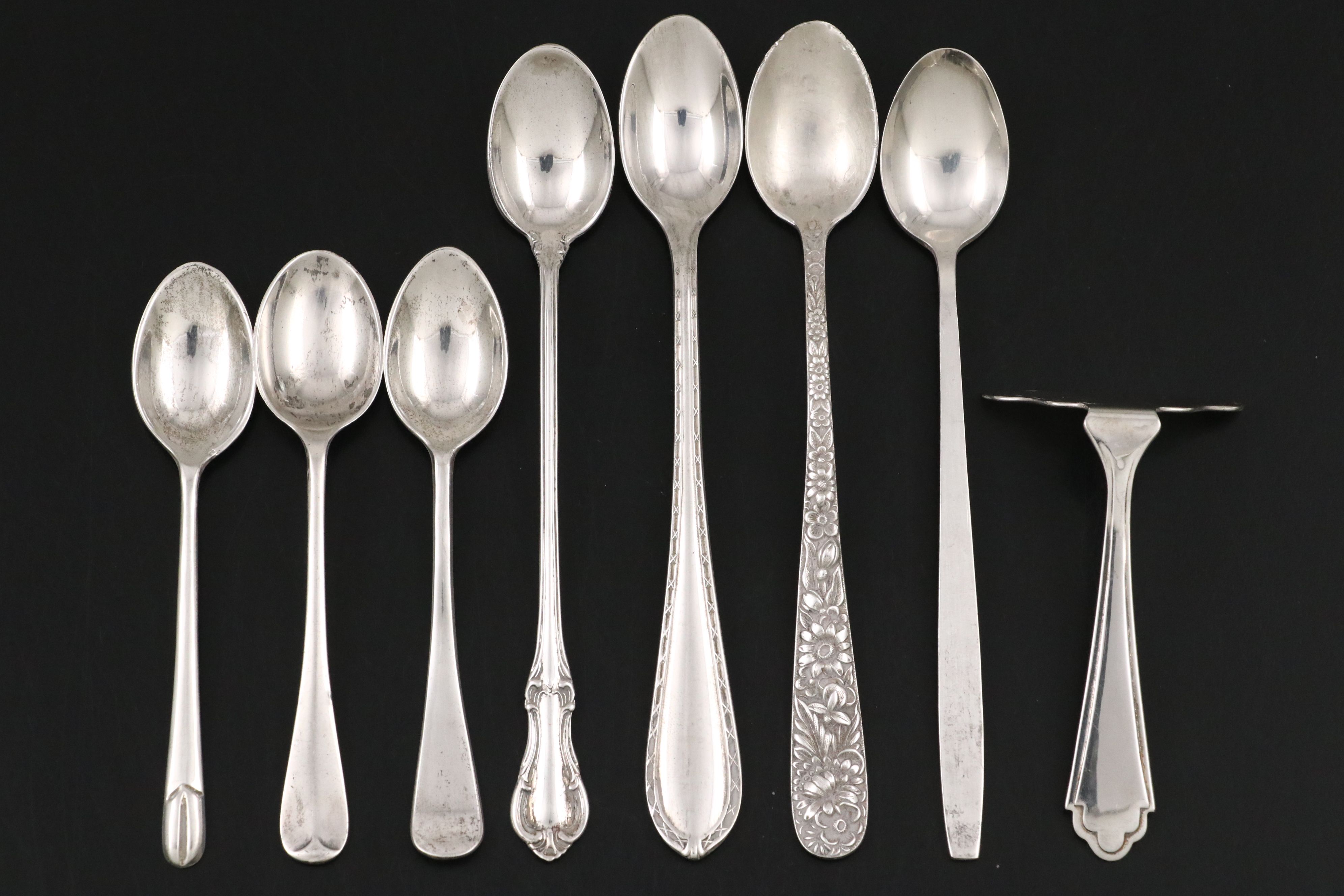 Lunt Monogrammed Sterling Silver Creamer and Sugar with Other Tray and Flatware