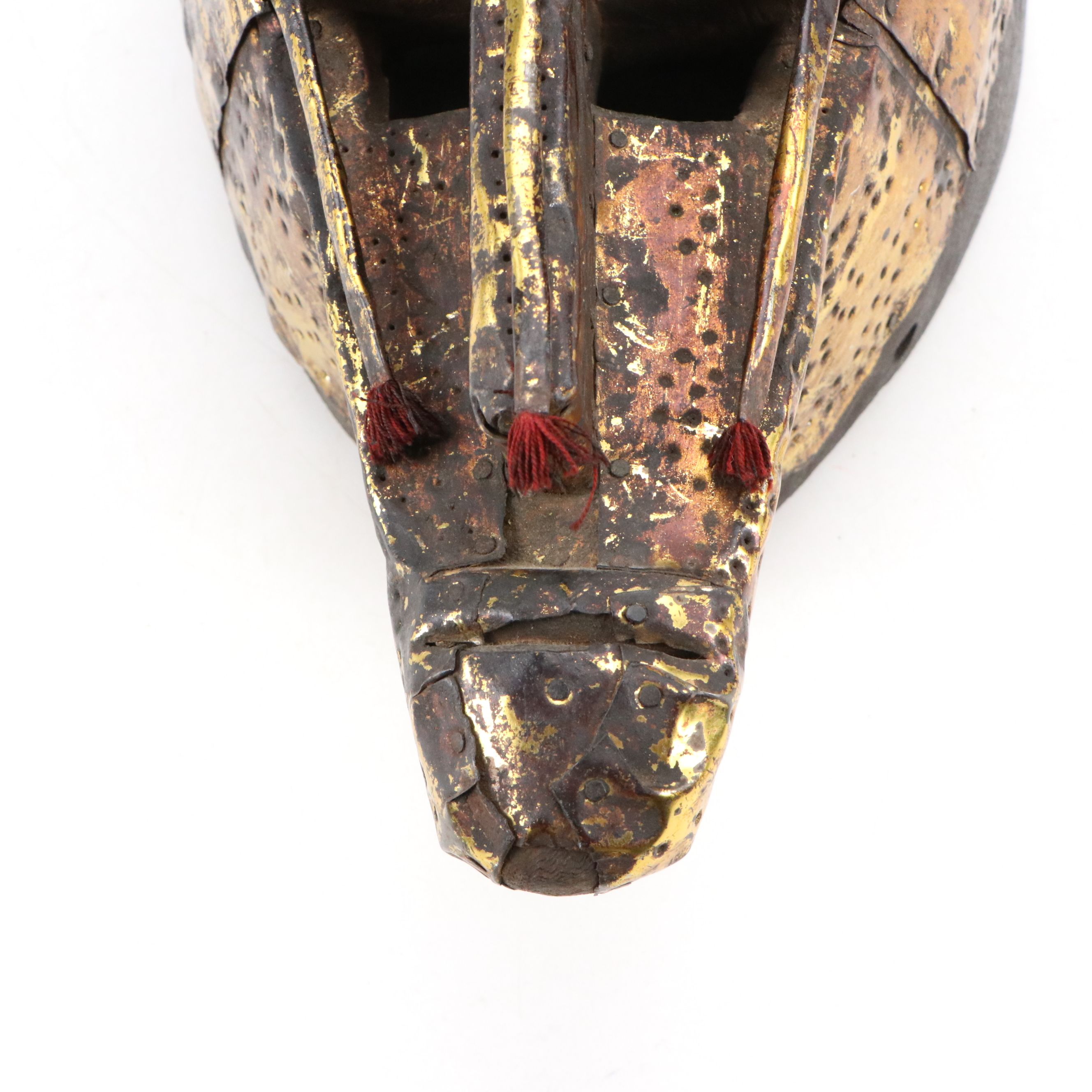 Mali West African Bambara Marka Carved Wood and Sheet Metal Mask