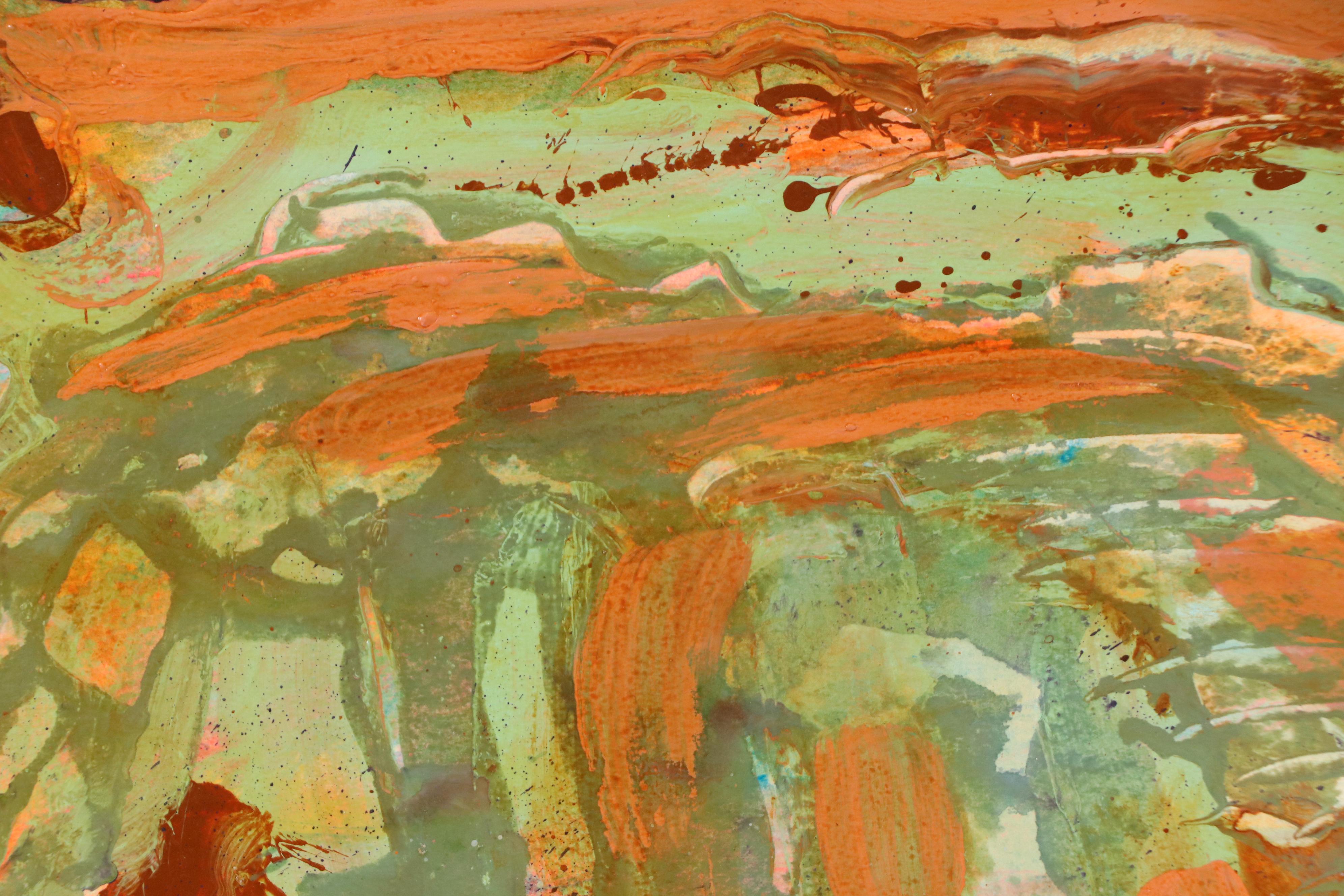 Harry Hilson Acrylic Painting of Abstracted Landscape, 1994