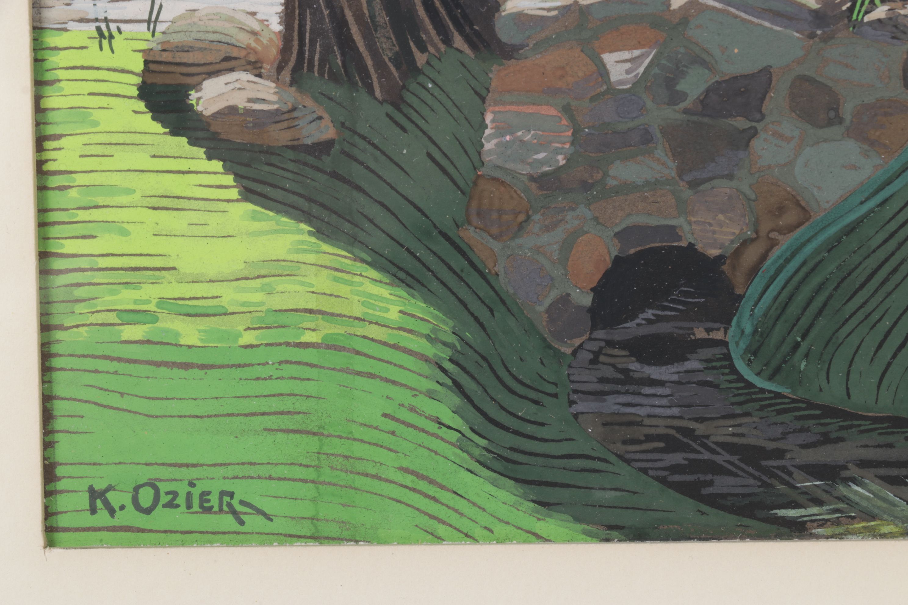 Kenneth Ozier "Moses Mill" Linocut, 1932