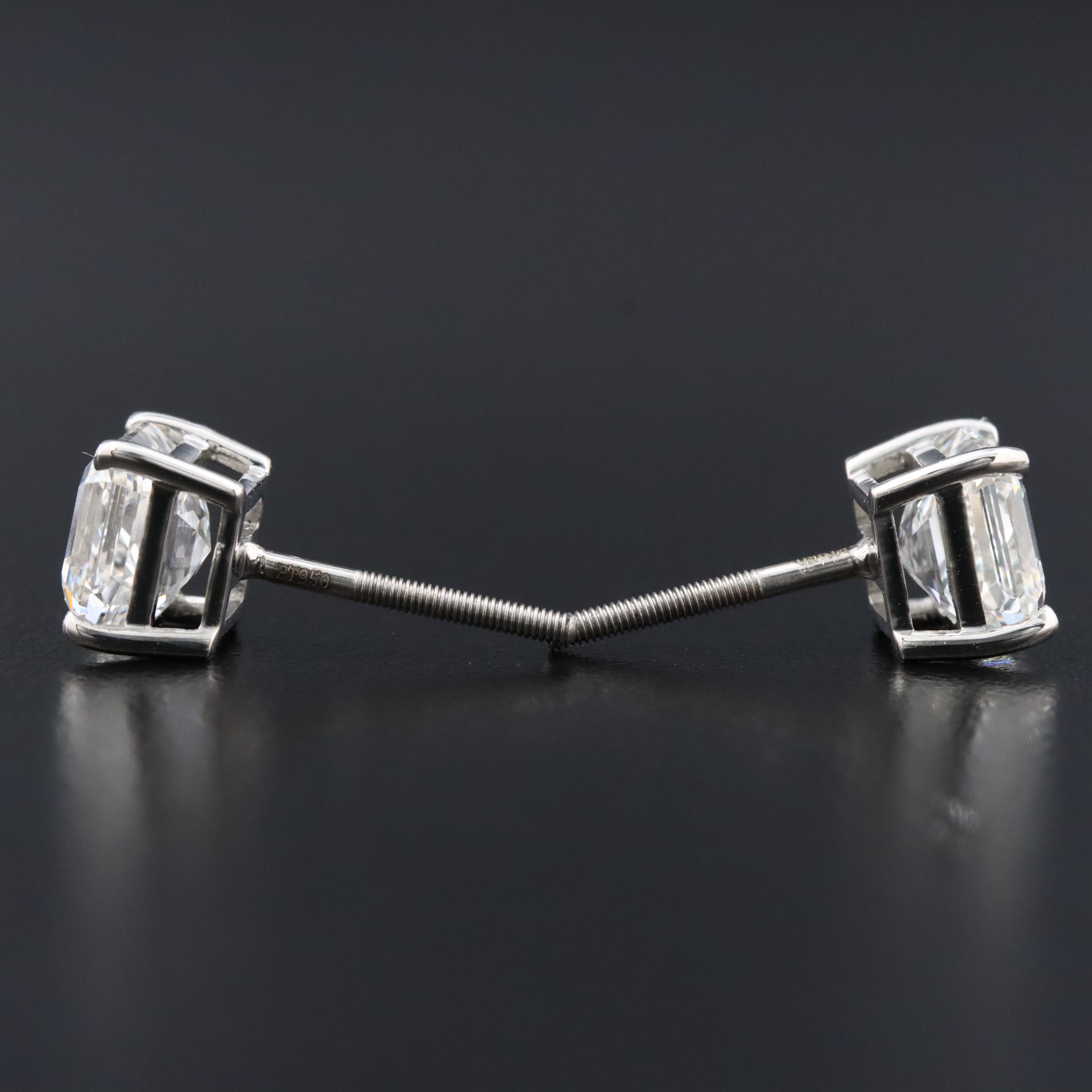 Platinum 4.10 CTW Lab Grown Diamond Stud Earrings with IGI Reports