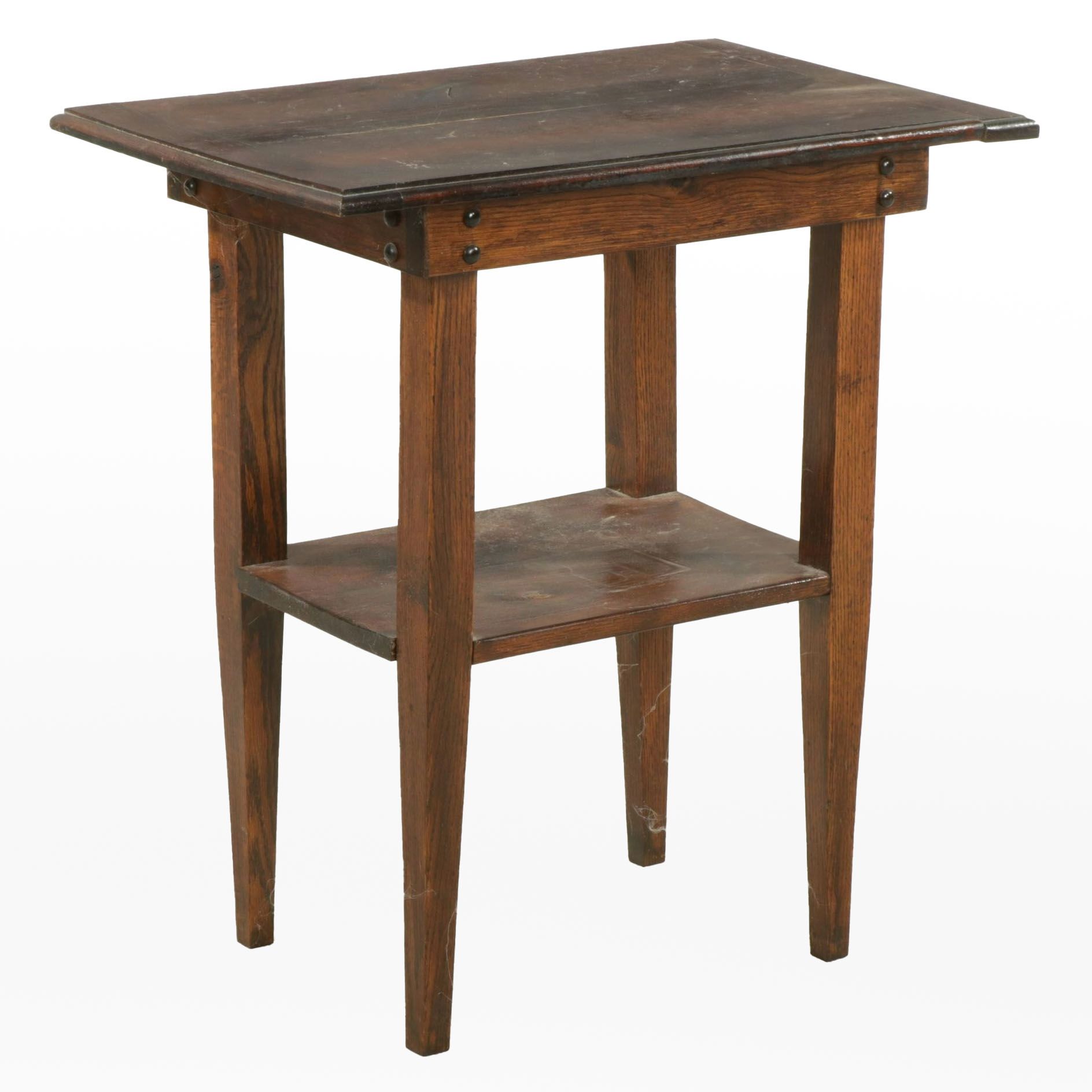 Craftsman Style Oak Side Table, Late 20th Century