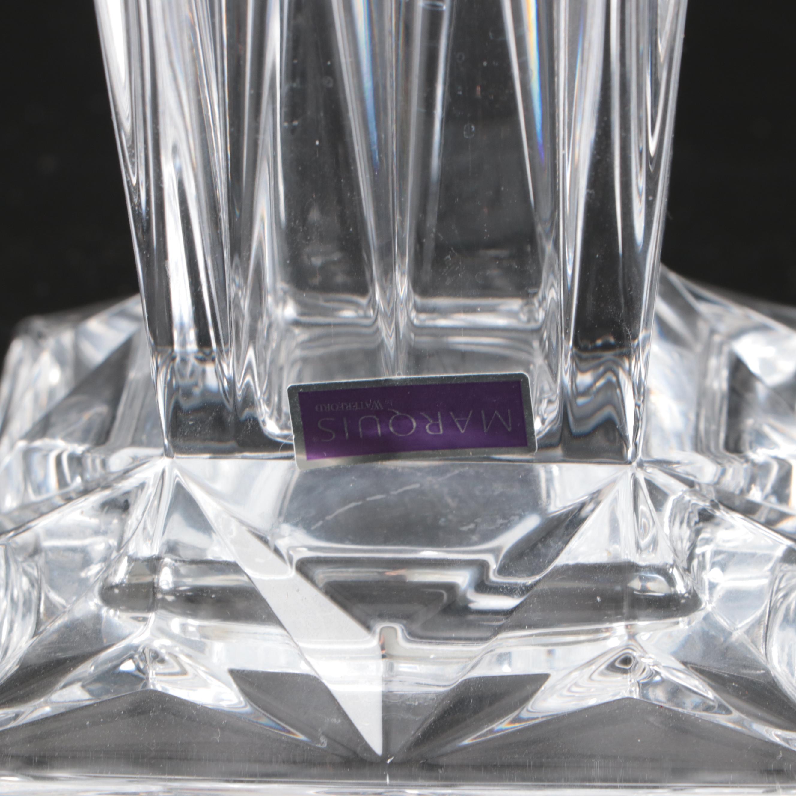 Marquis By Waterford Crystal Vase and Bowl with Baby Jesus and Brass Sconces