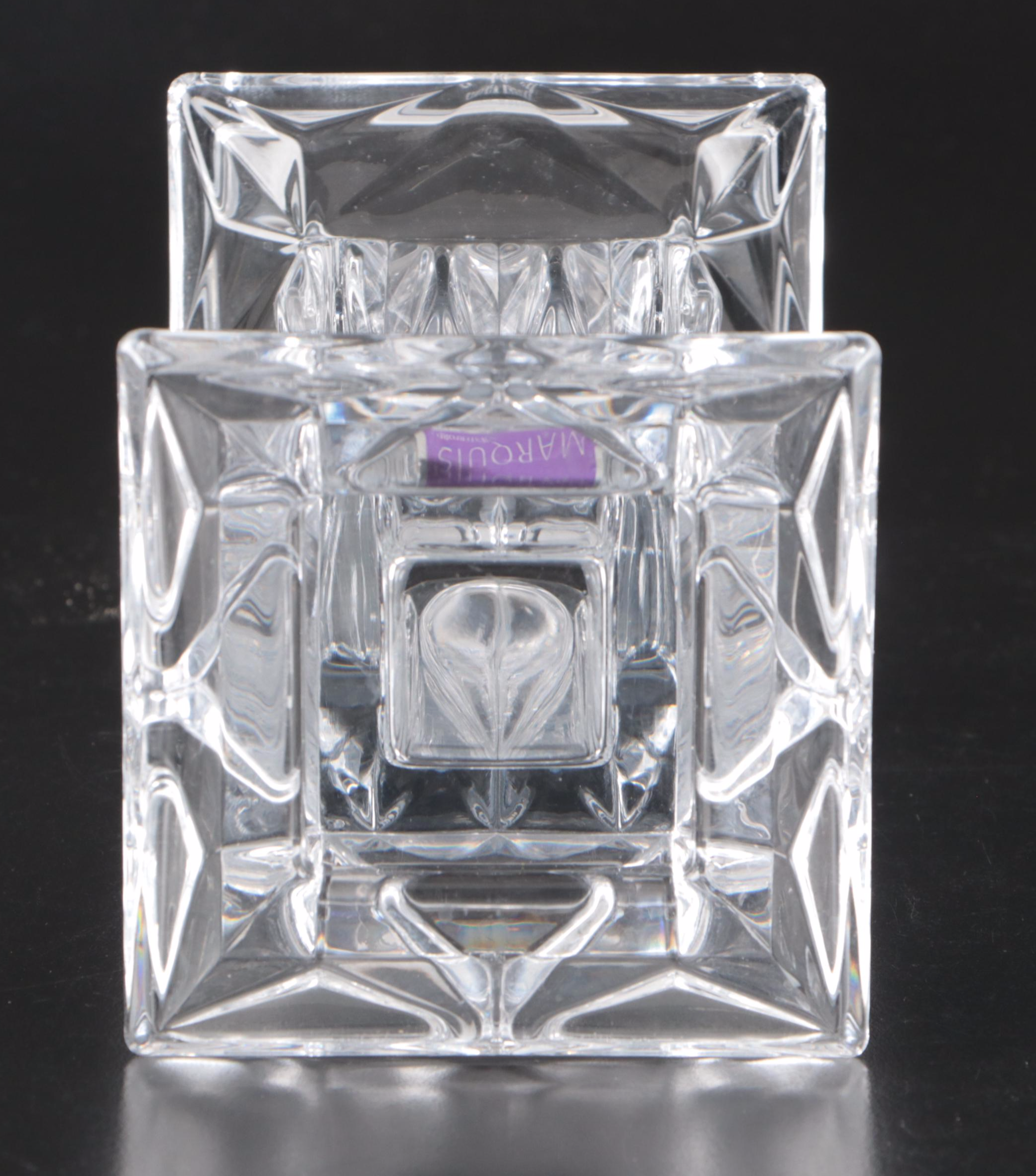 Marquis By Waterford Crystal Vase and Bowl with Baby Jesus and Brass Sconces