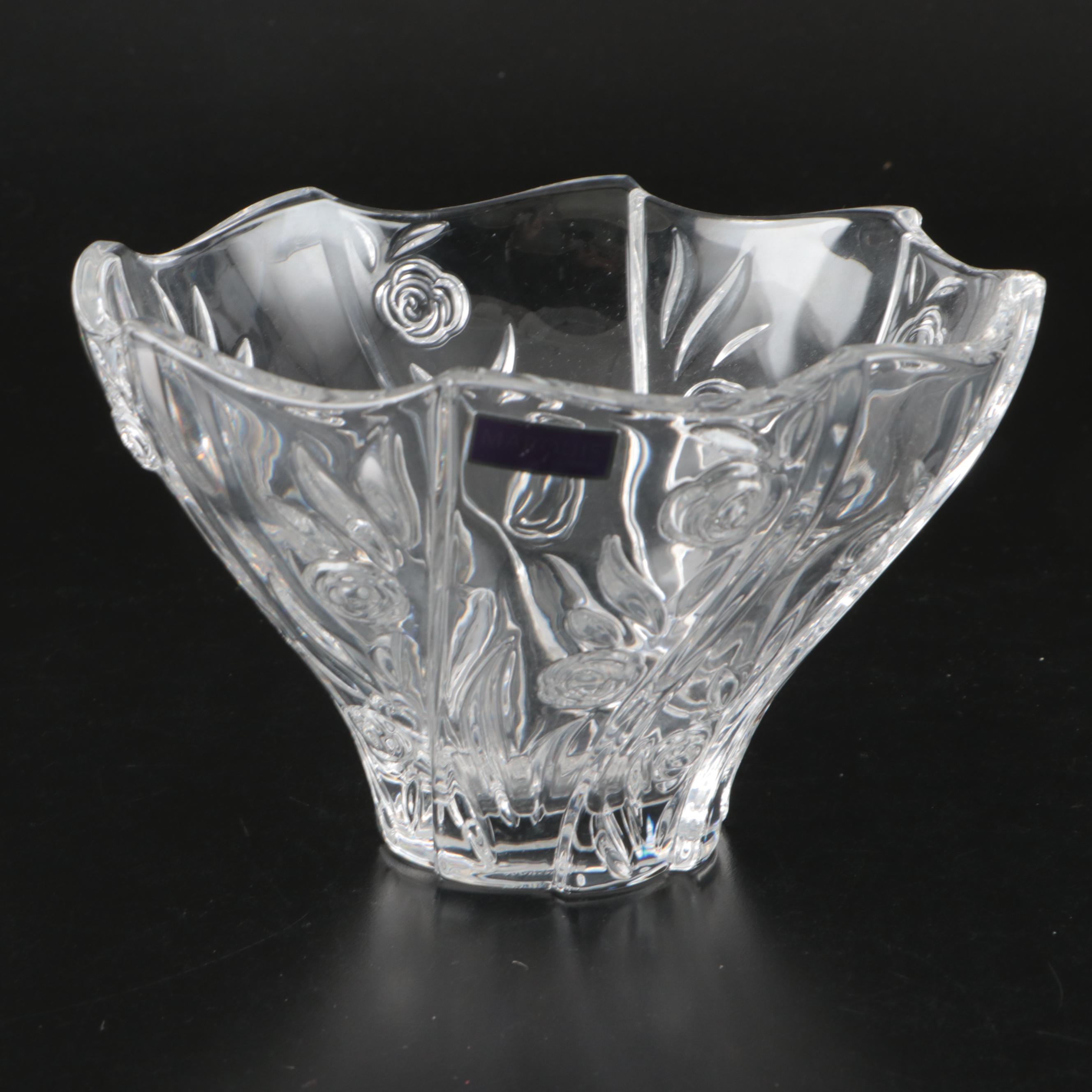 Marquis By Waterford Crystal Vase and Bowl with Baby Jesus and Brass Sconces