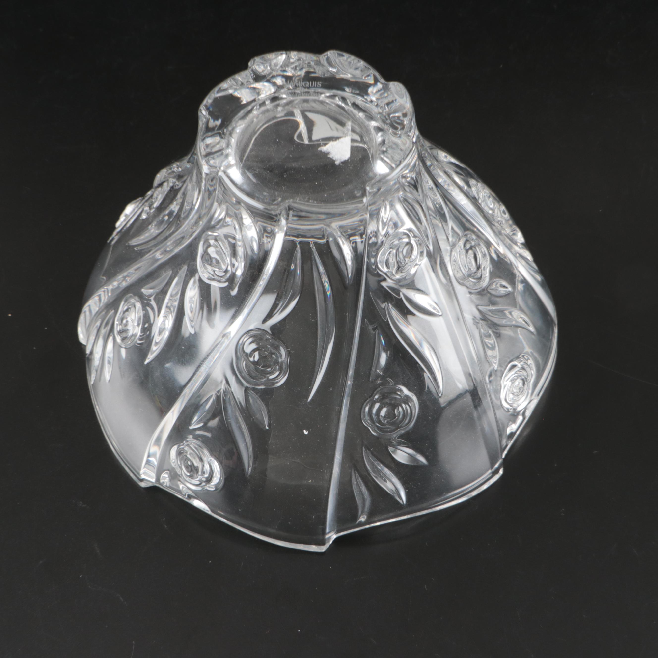 Marquis By Waterford Crystal Vase and Bowl with Baby Jesus and Brass Sconces