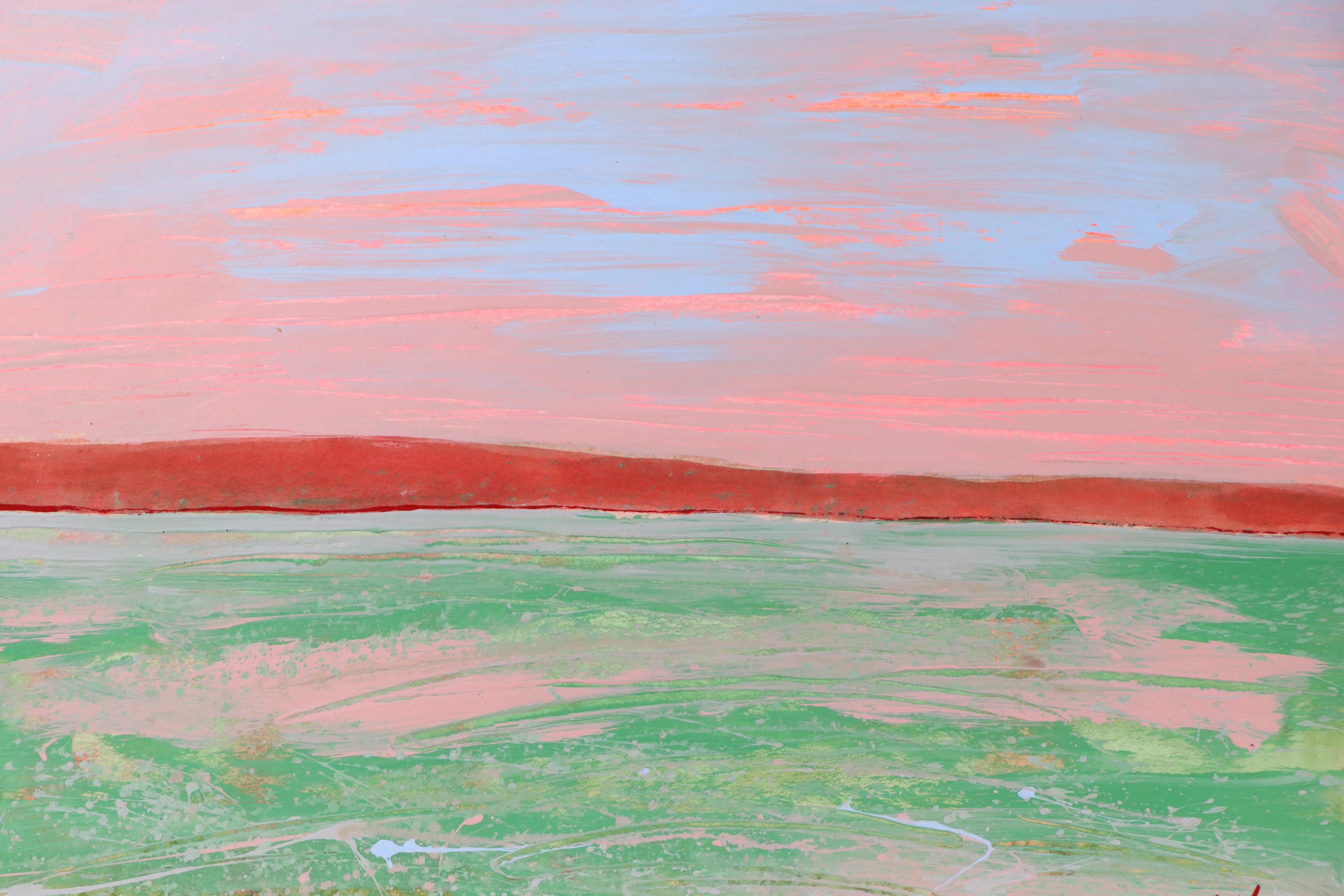 Harry Hilson Acrylic Painting of Abstracted Landscape, Late 20th Century