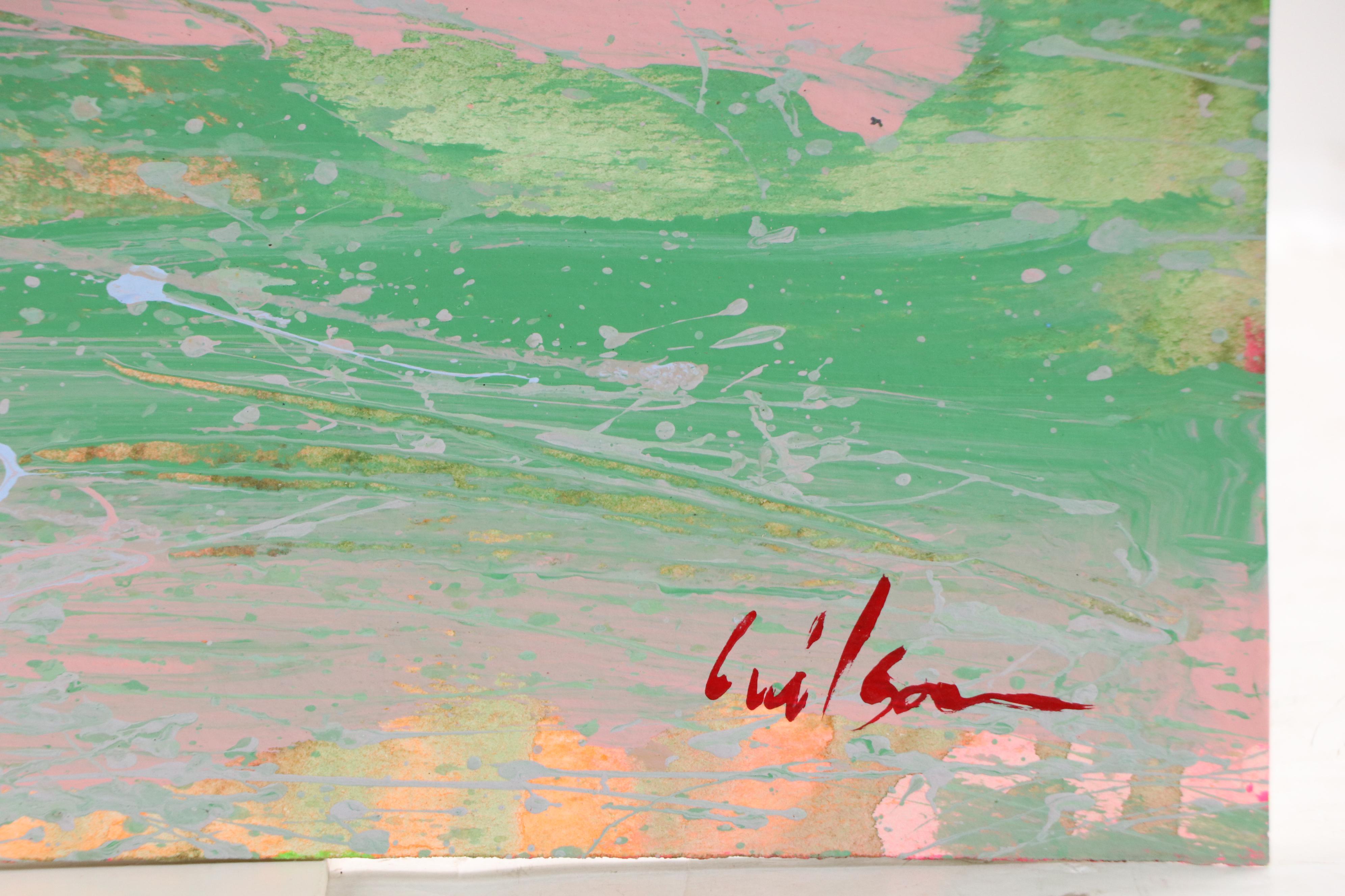 Harry Hilson Acrylic Painting of Abstracted Landscape, Late 20th Century