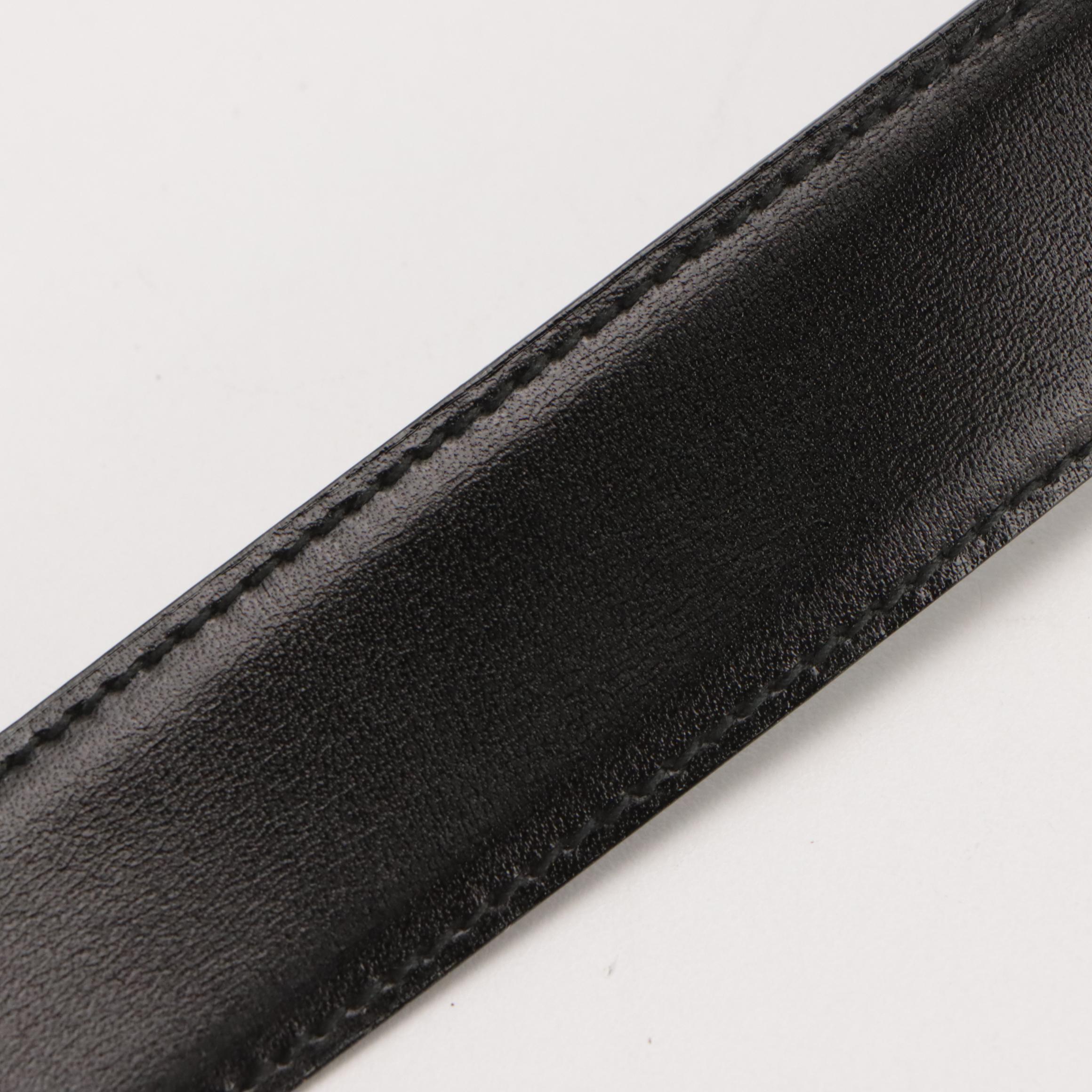 Celine Triomphe Logo Buckle Reversible Black/Brown Leather Belt