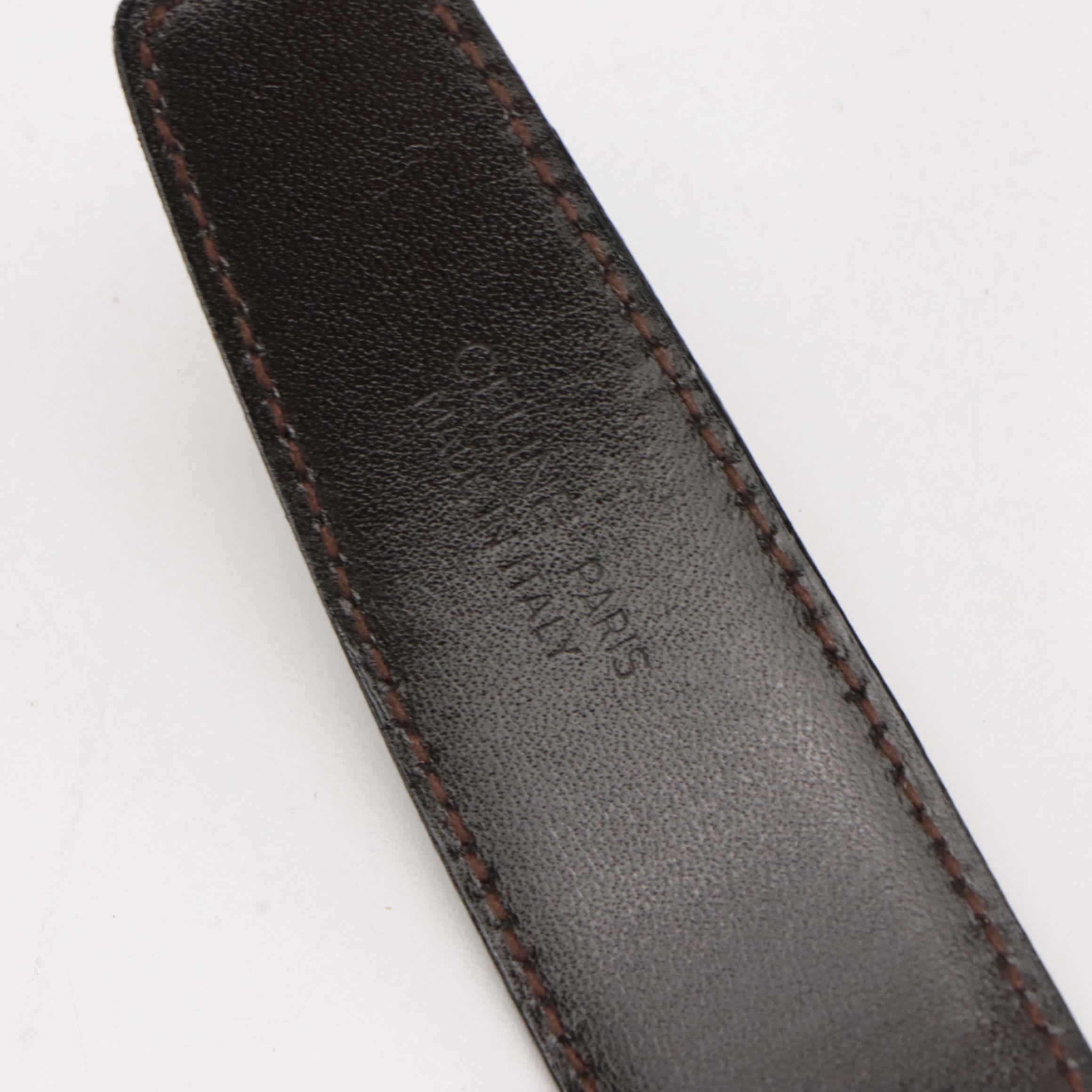 Celine Triomphe Logo Buckle Reversible Black/Brown Leather Belt