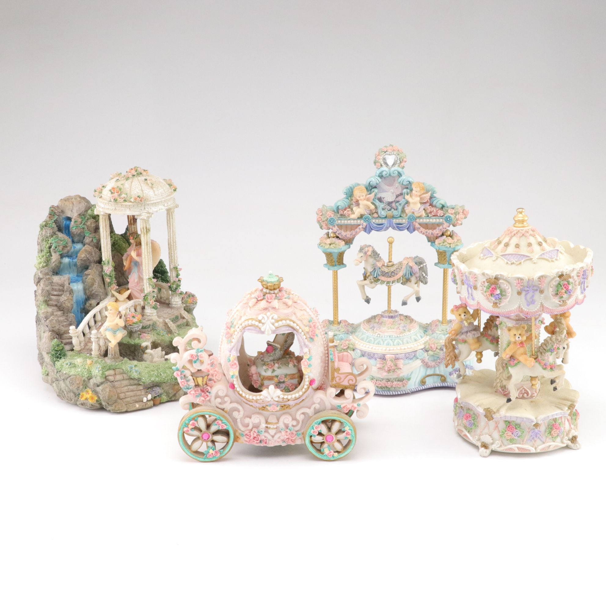 Musical Princess Carriage with Animated "Angel and Gazebo Fountain" & Carousels