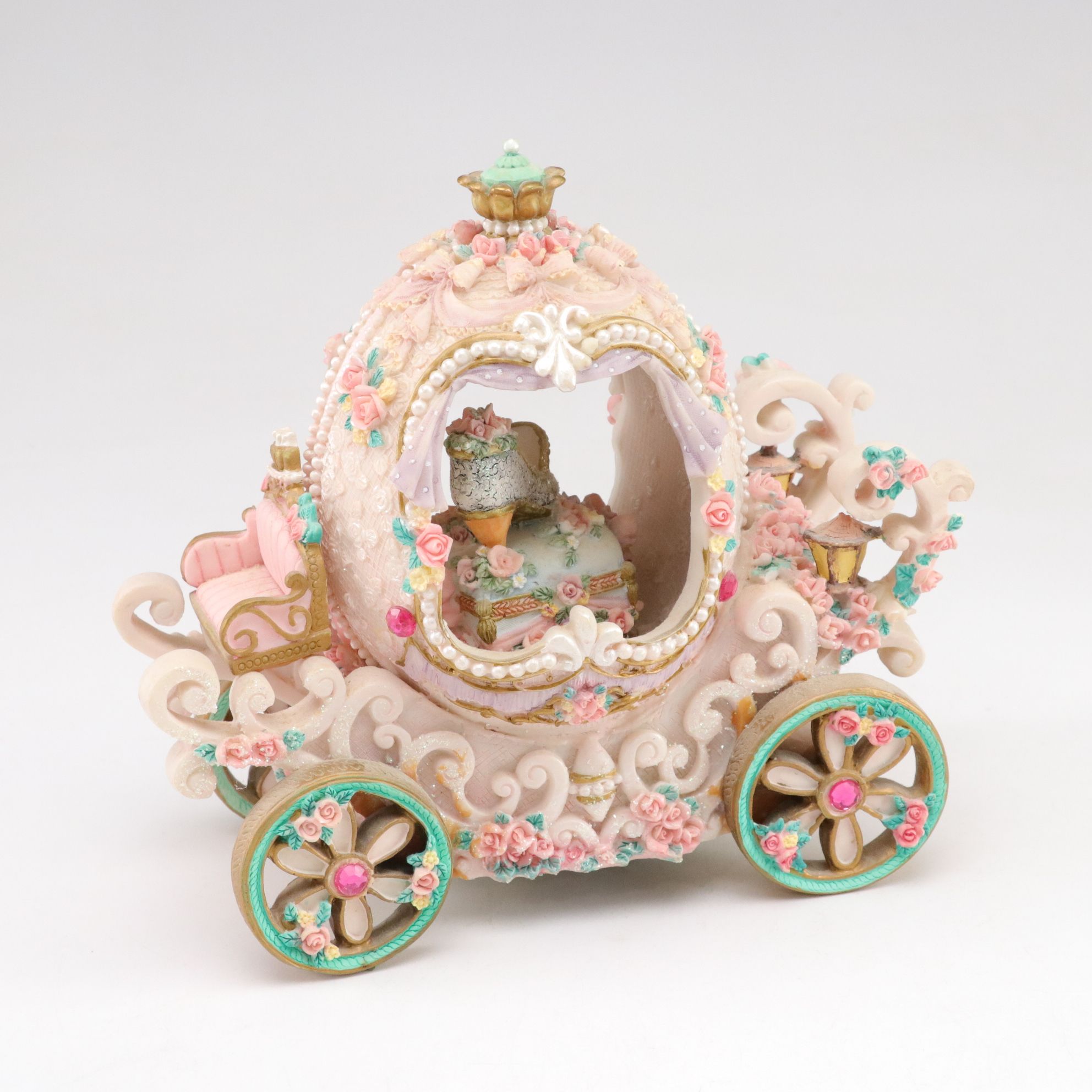 Musical Princess Carriage with Animated "Angel and Gazebo Fountain" & Carousels