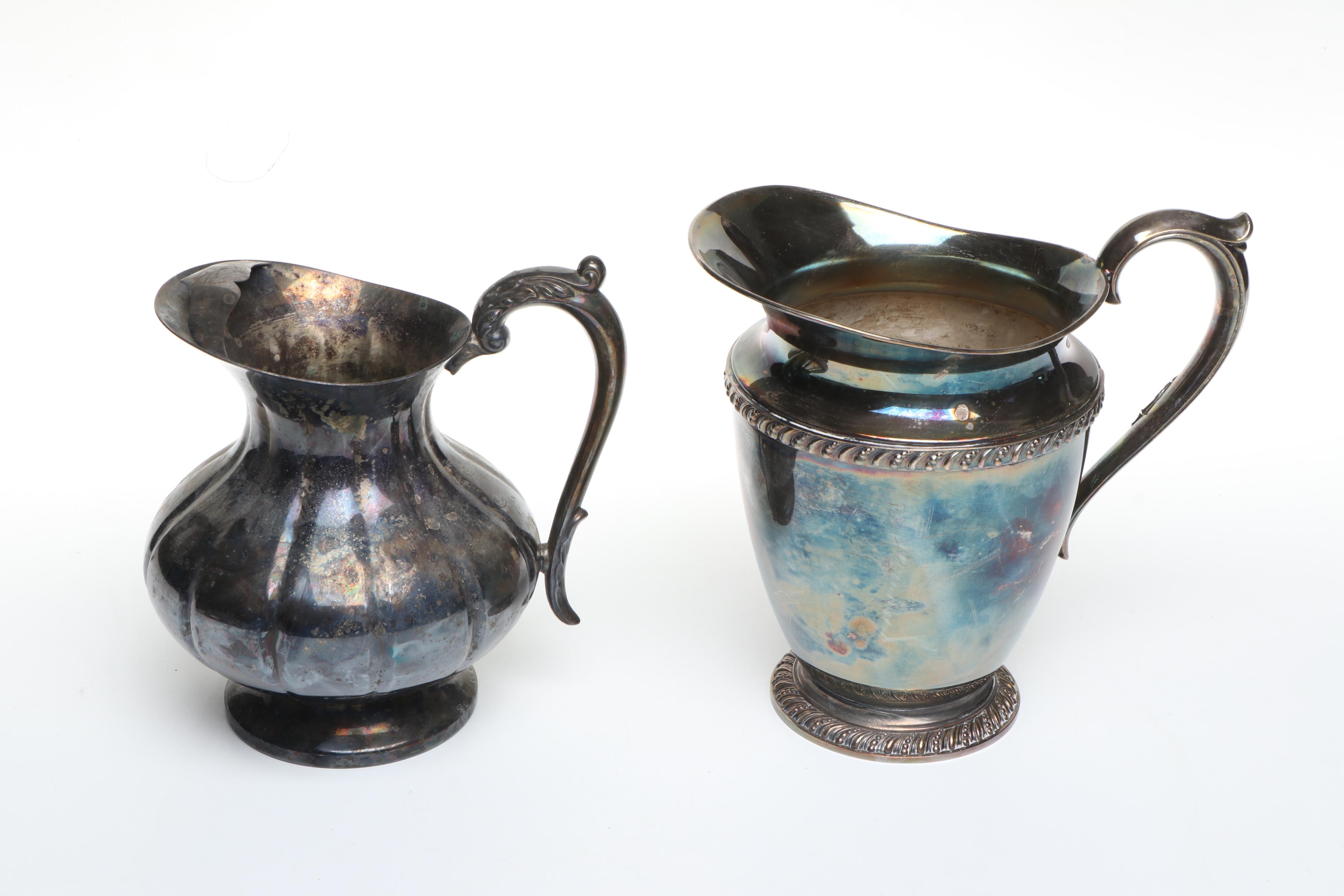 Pilgrim Silver Plate Chafing Dish with Other Silver Plate Serving Pieces