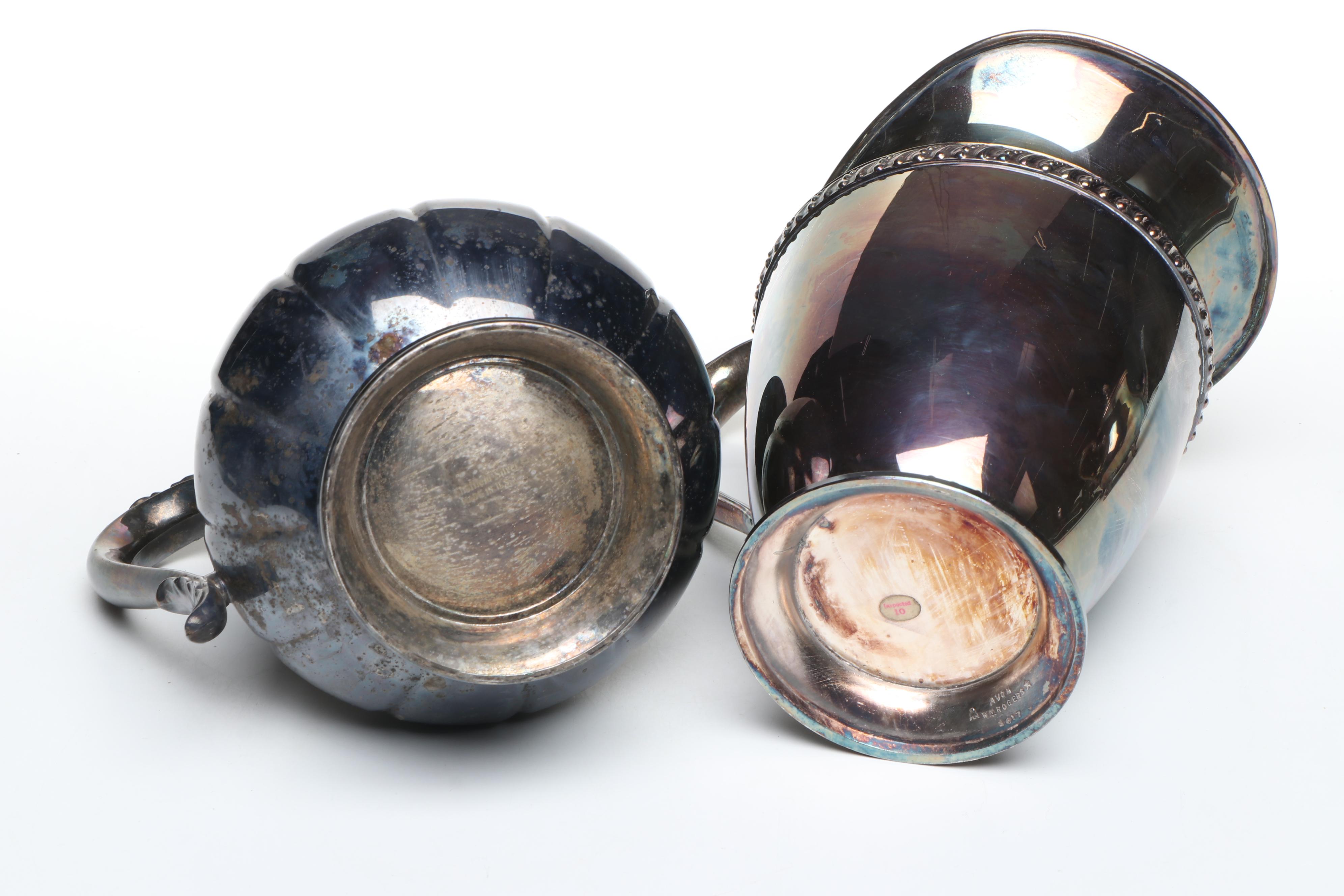 Pilgrim Silver Plate Chafing Dish with Other Silver Plate Serving Pieces