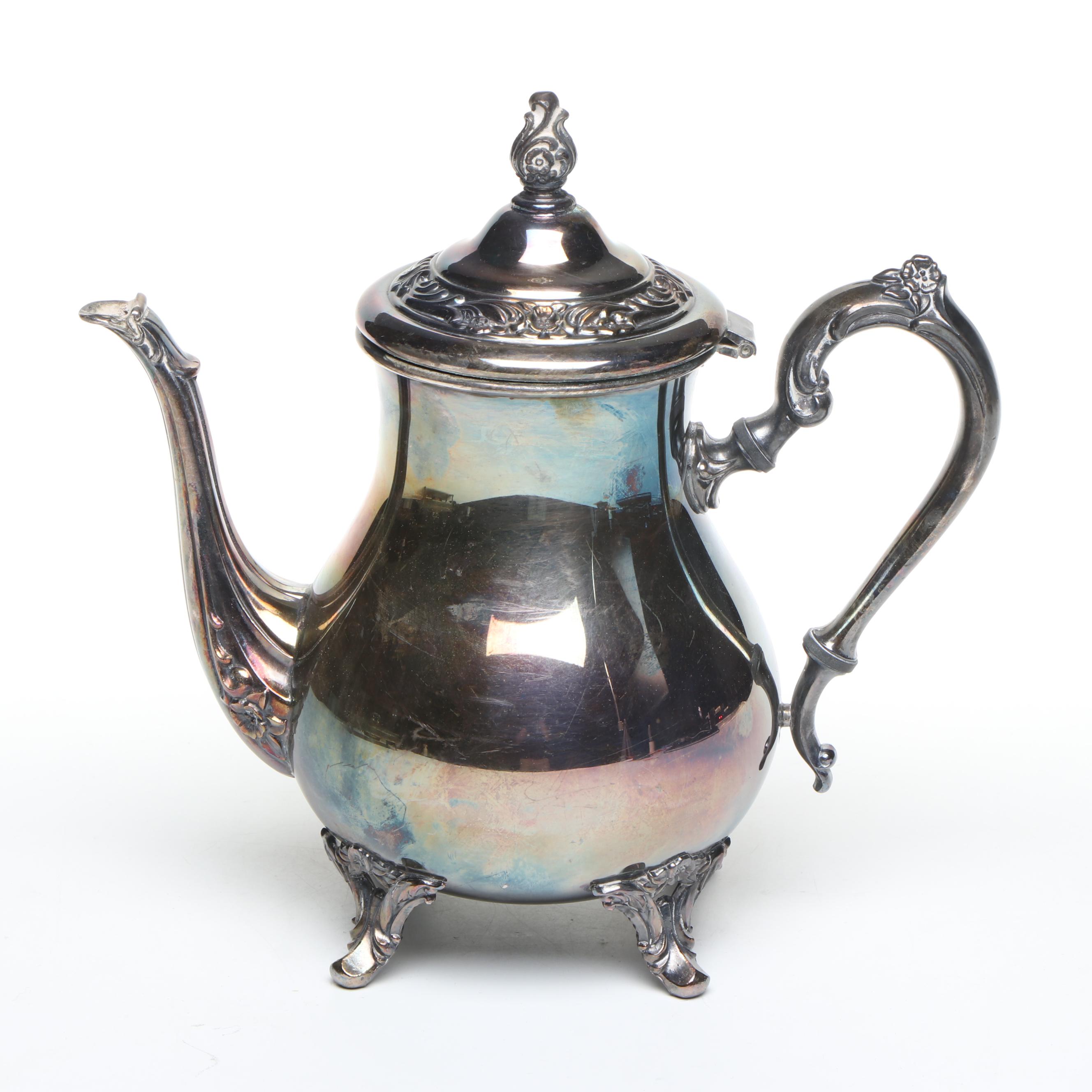 Pilgrim Silver Plate Chafing Dish with Other Silver Plate Serving Pieces