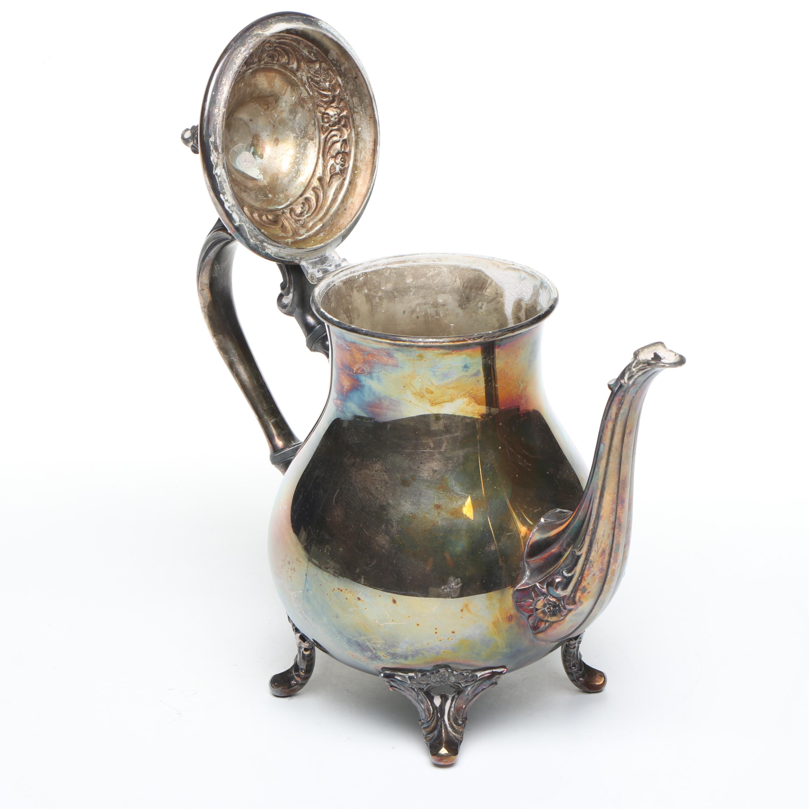 Pilgrim Silver Plate Chafing Dish with Other Silver Plate Serving Pieces