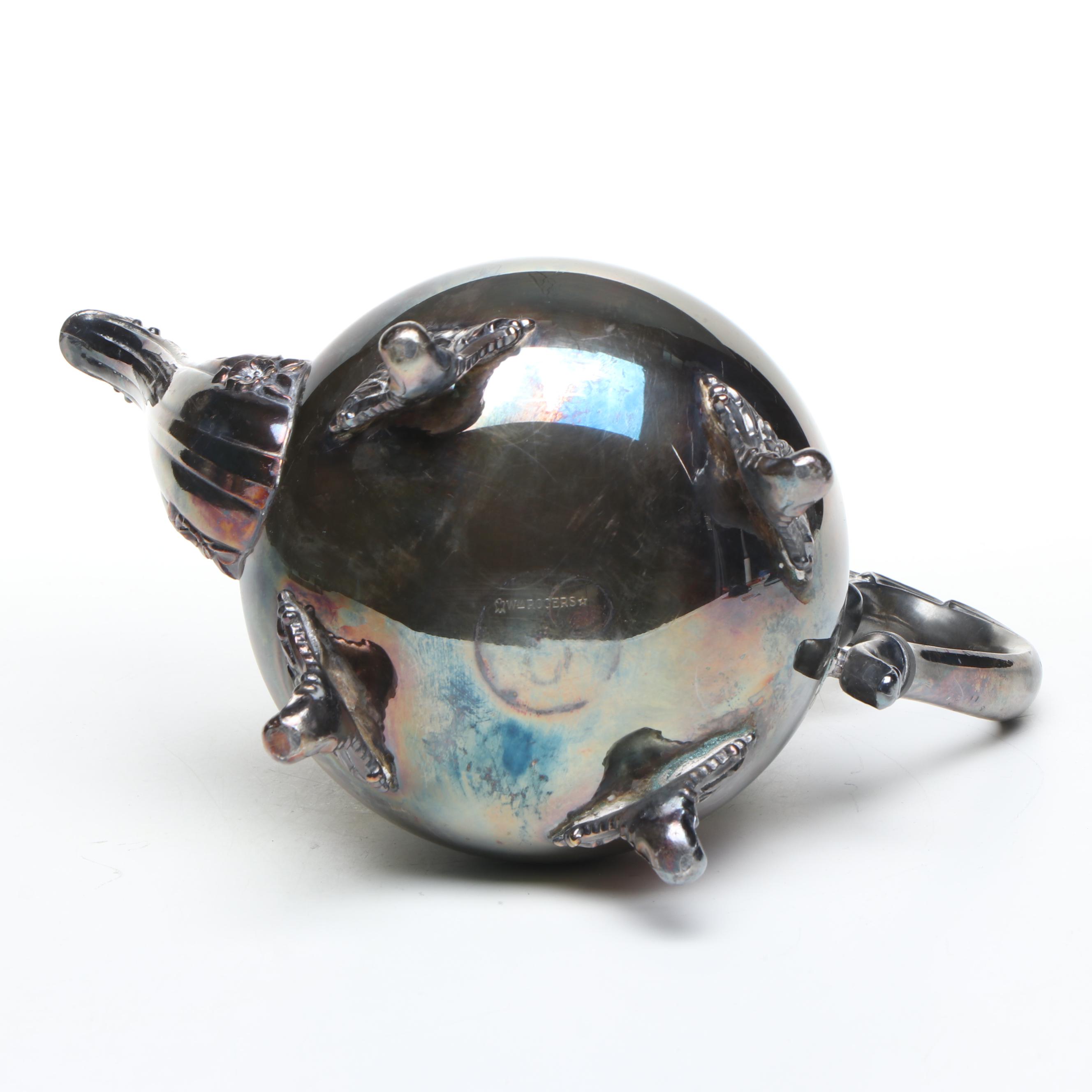 Pilgrim Silver Plate Chafing Dish with Other Silver Plate Serving Pieces