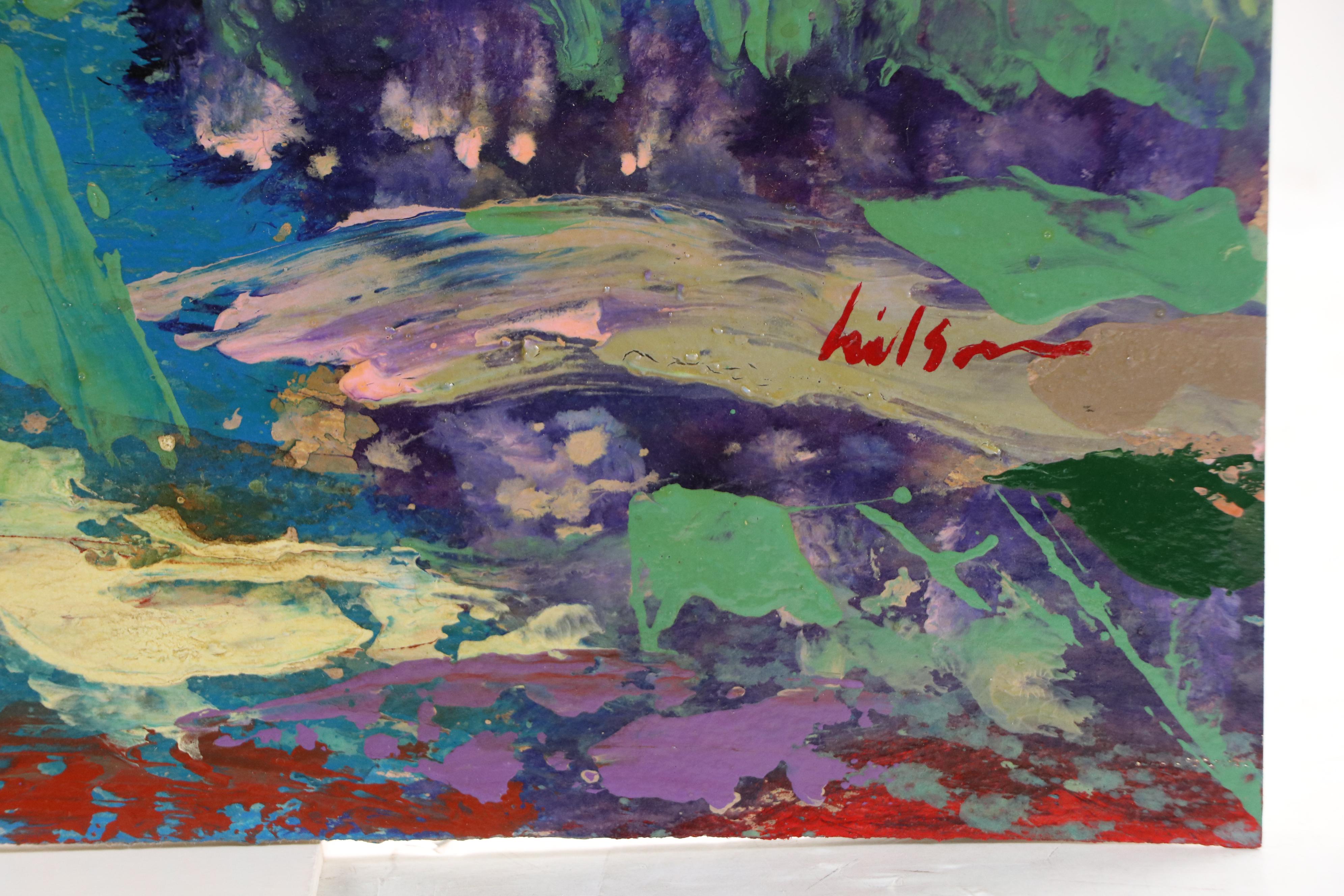 Harry Hilson Oil Painting of Abstracted Landscape, Late 20th Century