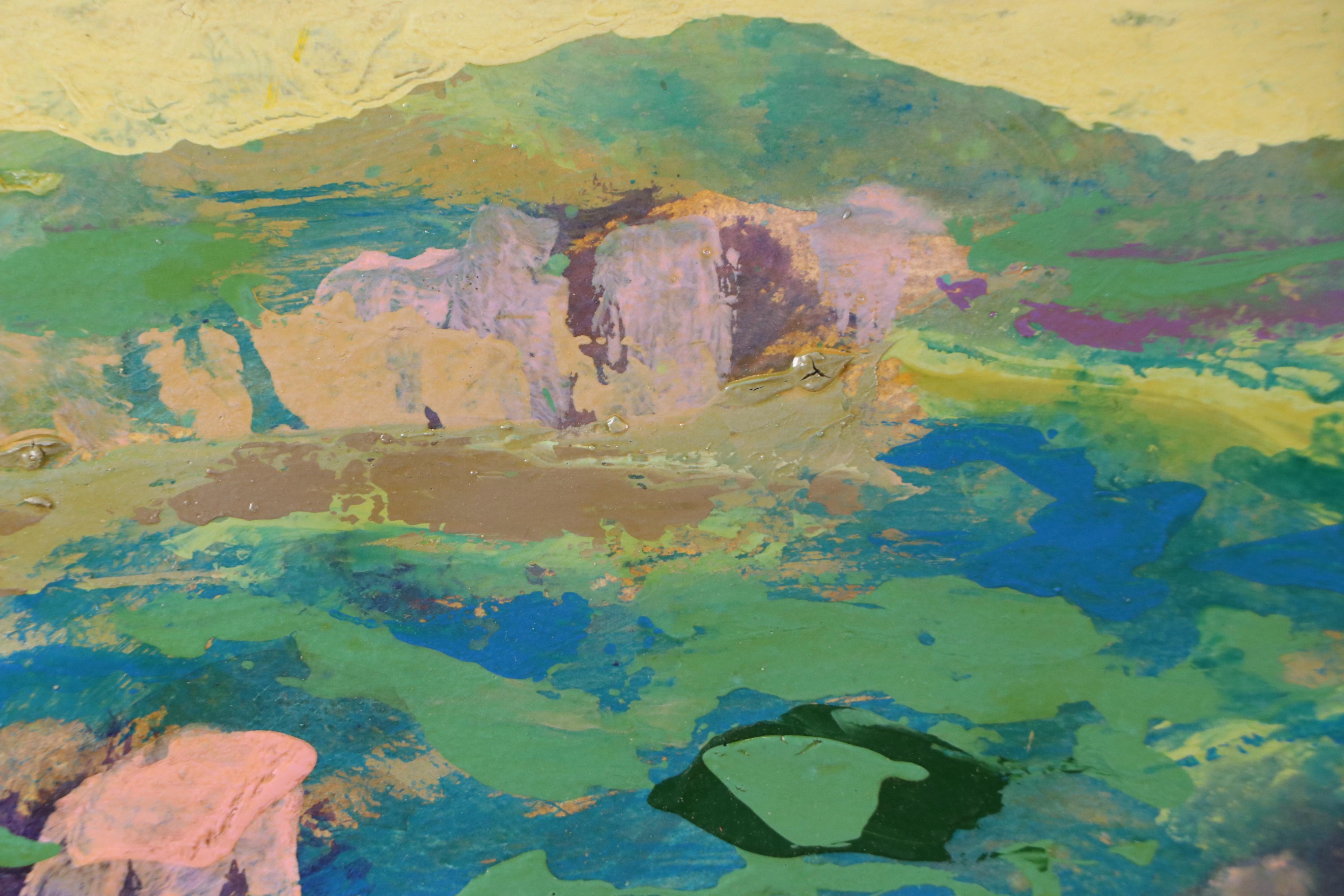 Harry Hilson Oil Painting of Abstracted Landscape, Late 20th Century