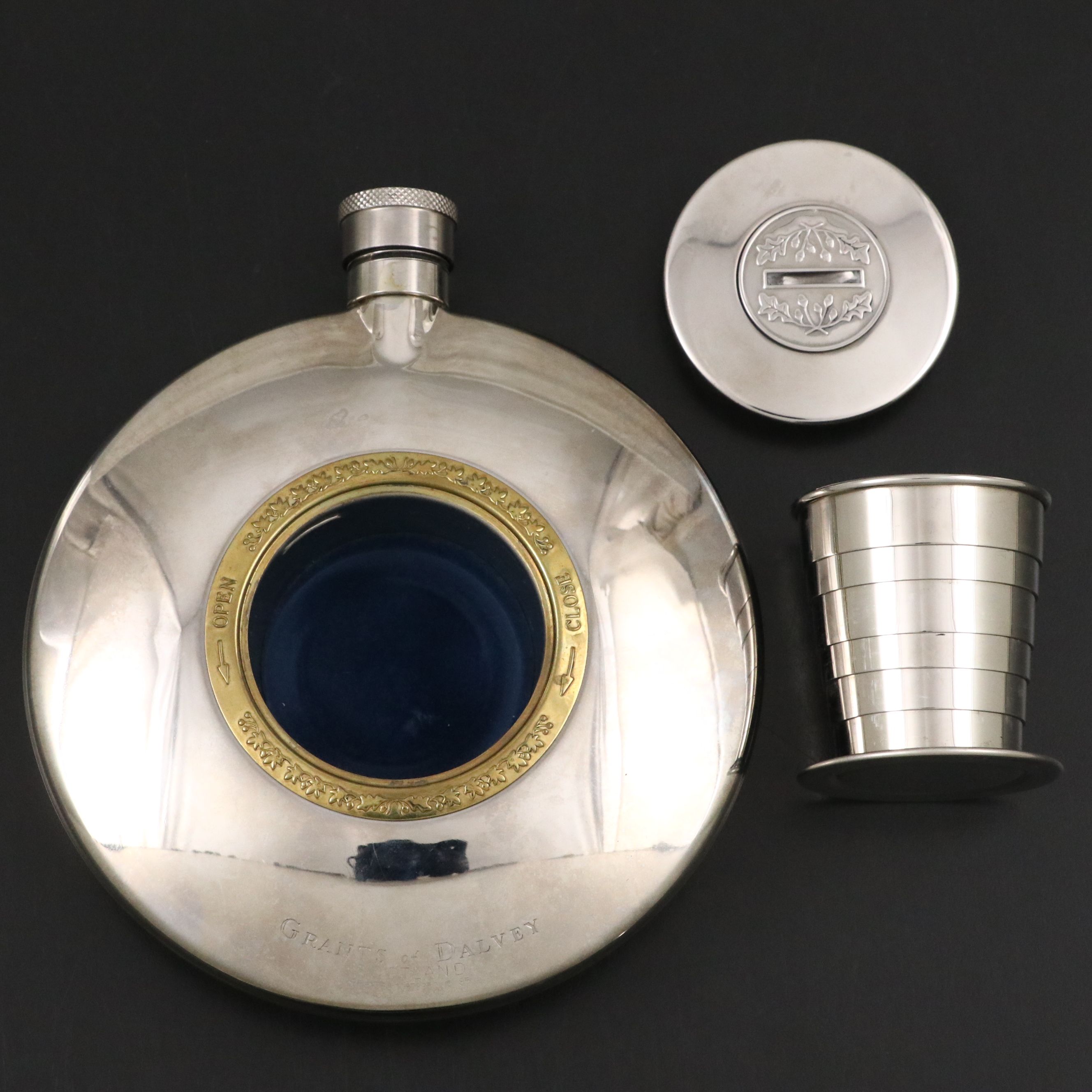 Grants of Dalvey Scottish Pocket Flask with Telescopic Metal Shot Glass