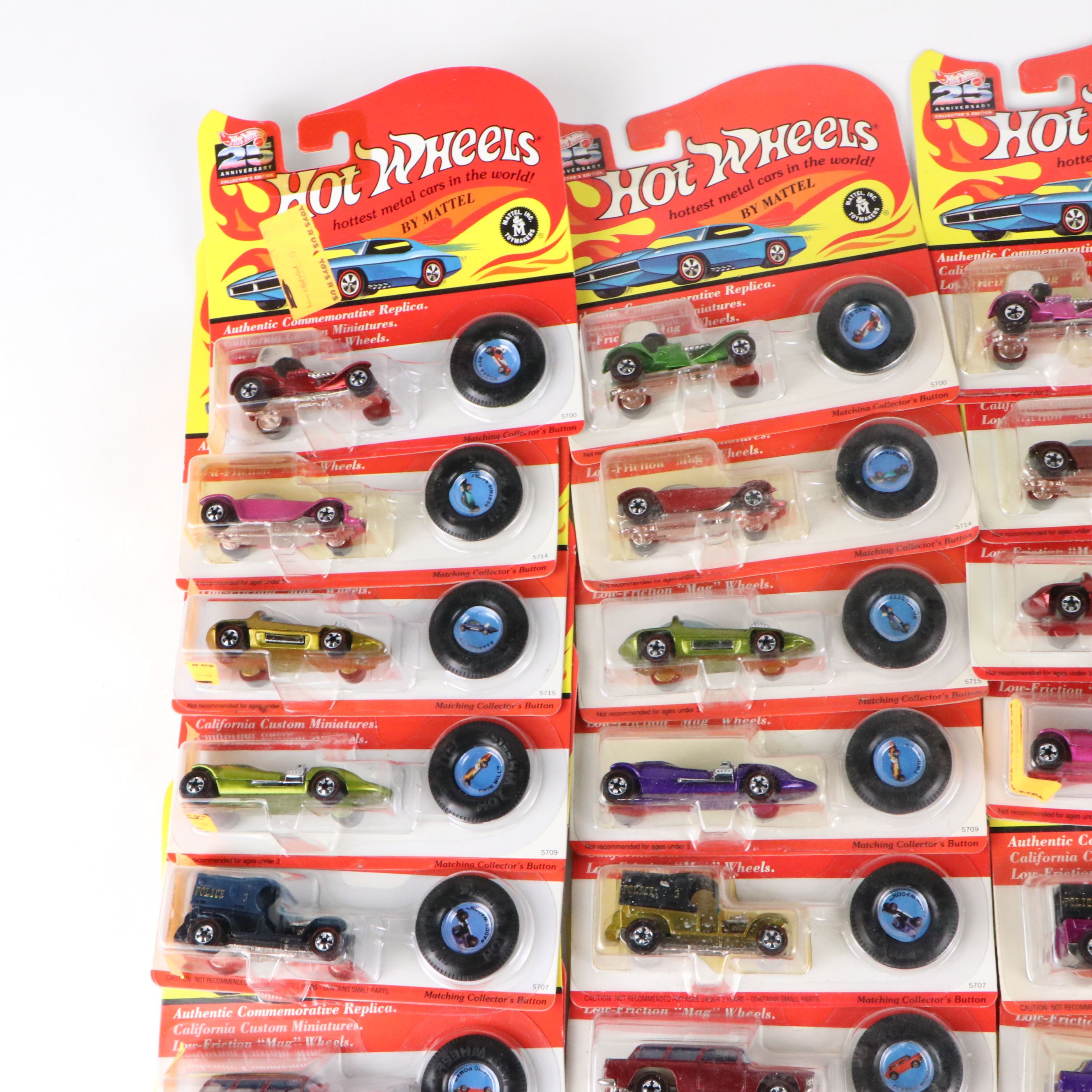 Mattel Hot Wheels 25th Anniversary Edition Diecast Cars with Original Packaging