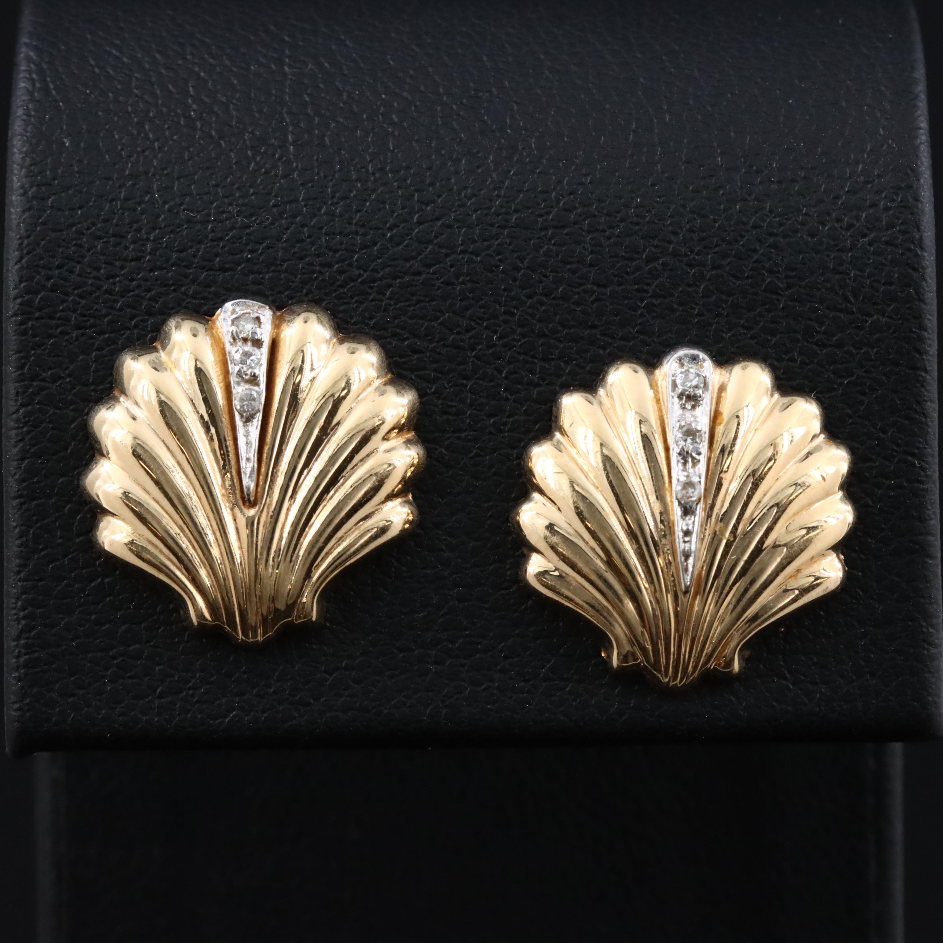 14K 0.04 CTW Diamond Shell Earrings