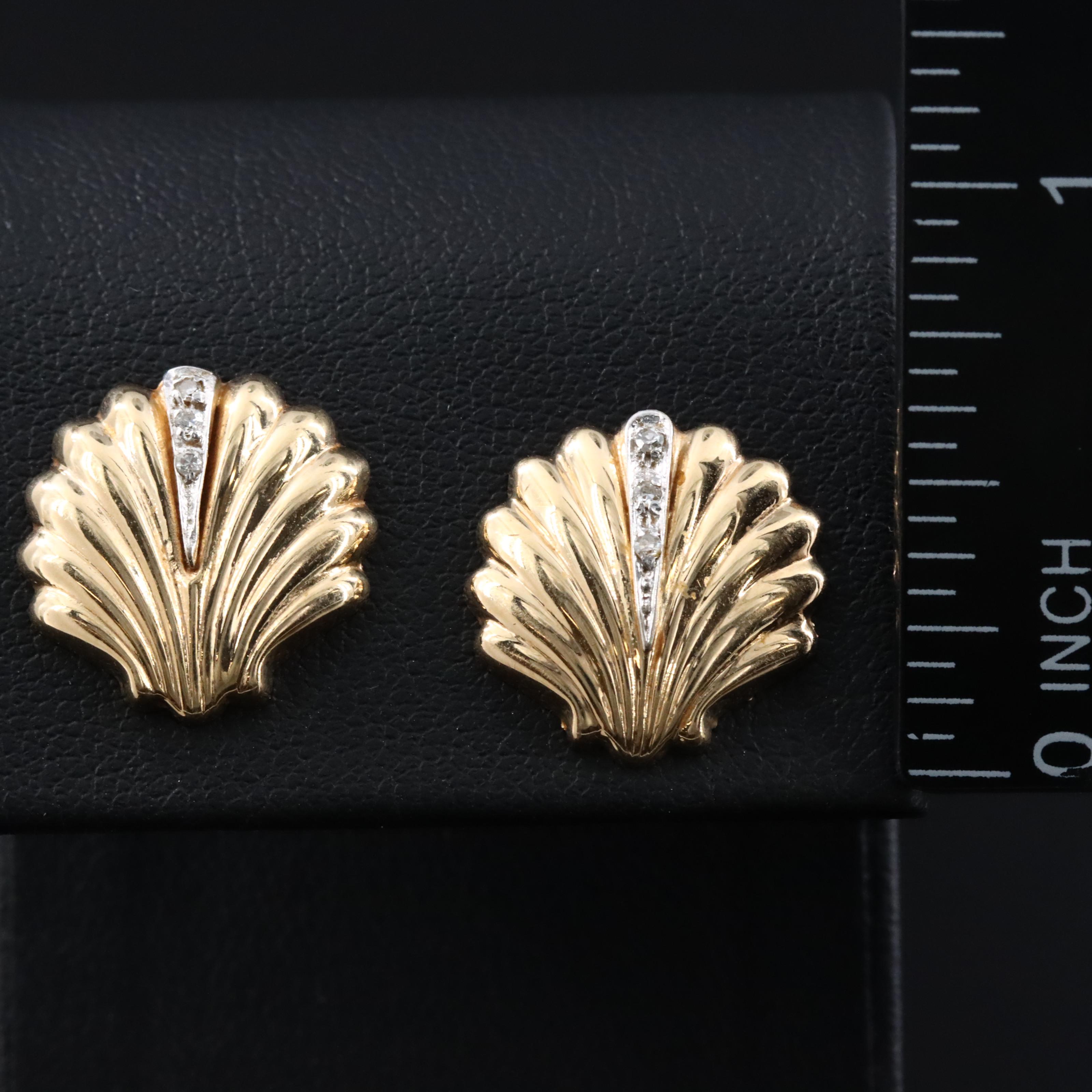 14K 0.04 CTW Diamond Shell Earrings