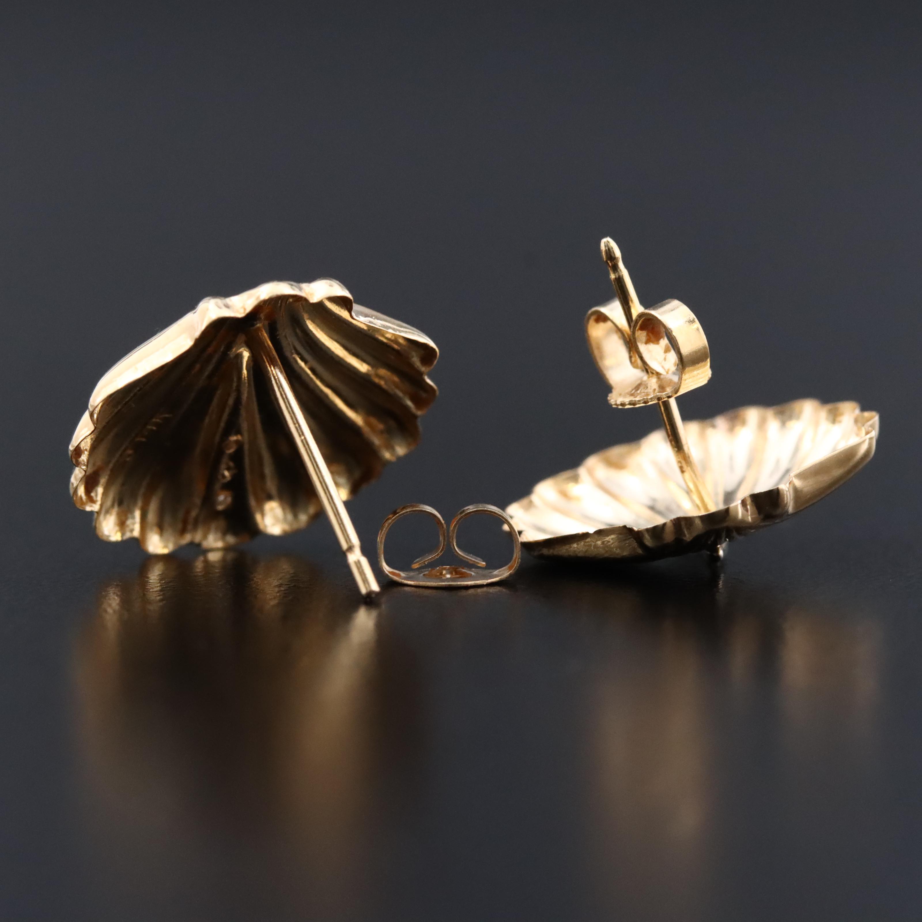 14K 0.04 CTW Diamond Shell Earrings