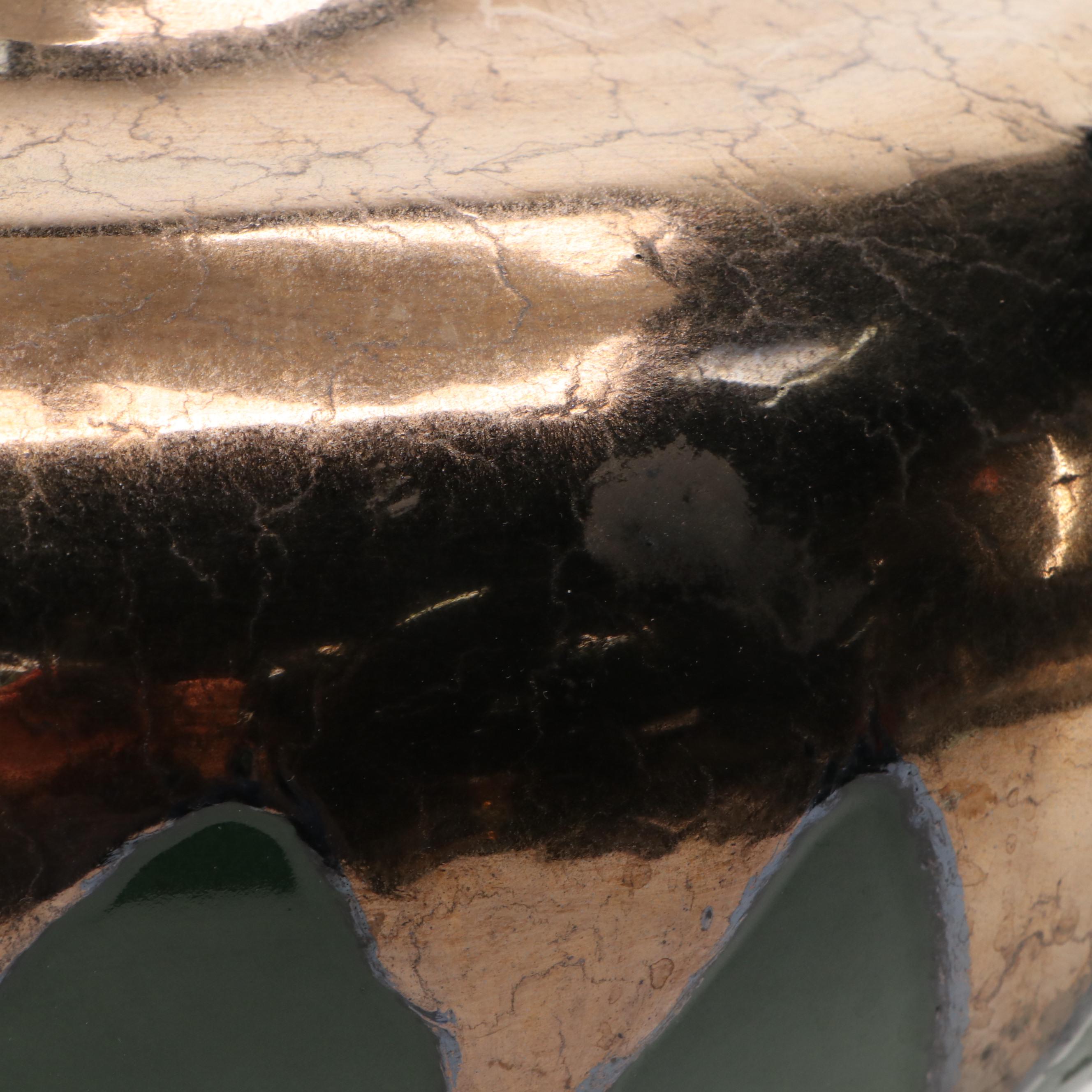 Haeger Green Metallic Ceramic Drip Vase, Late 20th Century